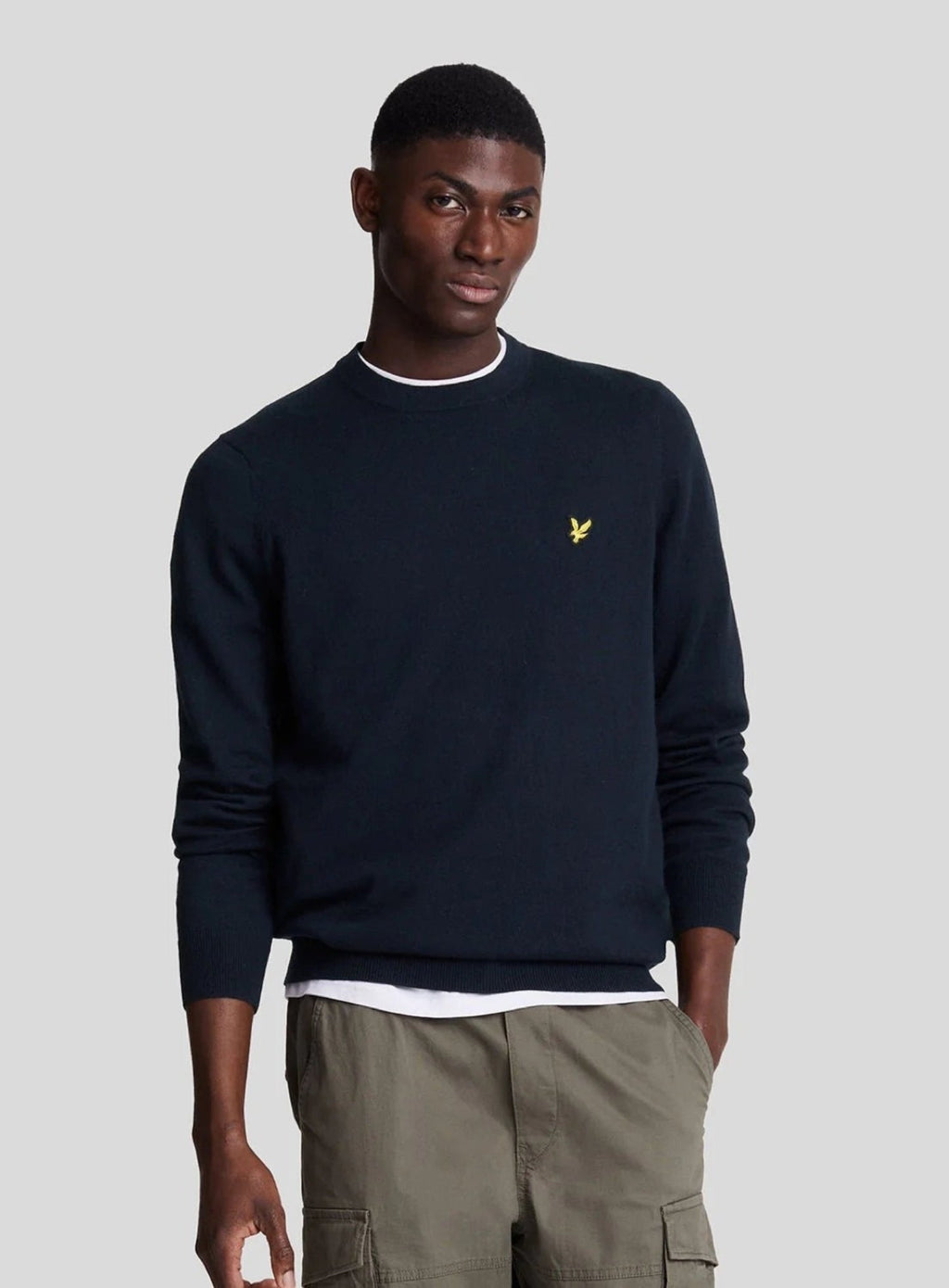 LYLE & SCOTT Cotton Merino Crew Neck Jumper Dark Navy