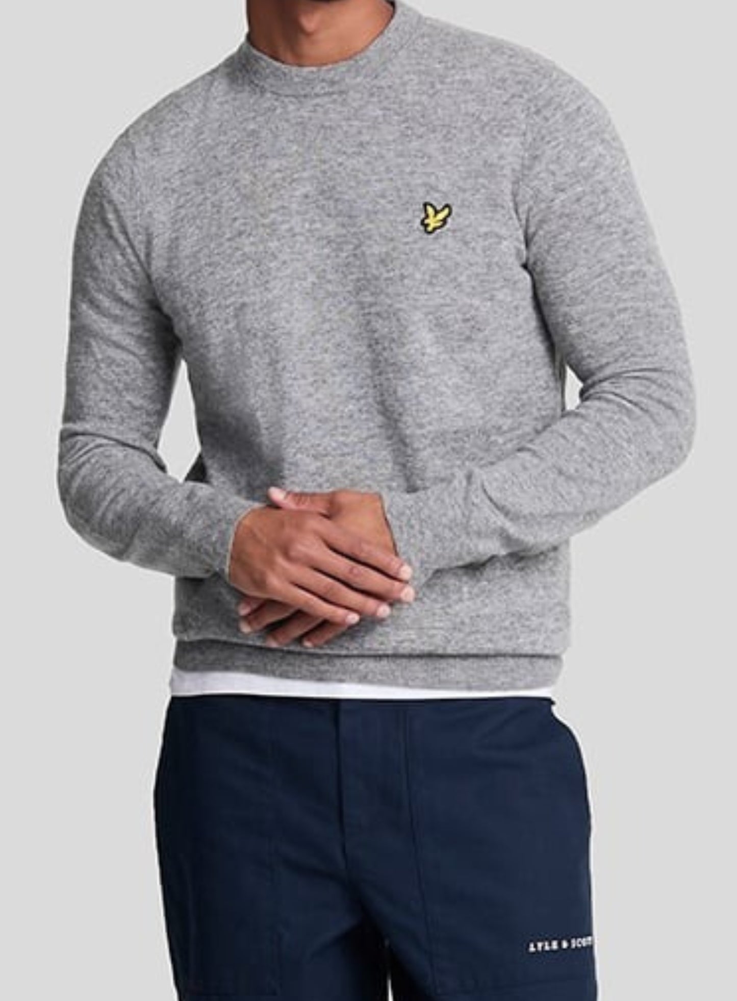 LYLE & SCOTT Lambswool Blend Crew Neck Jumper Light Grey Marl