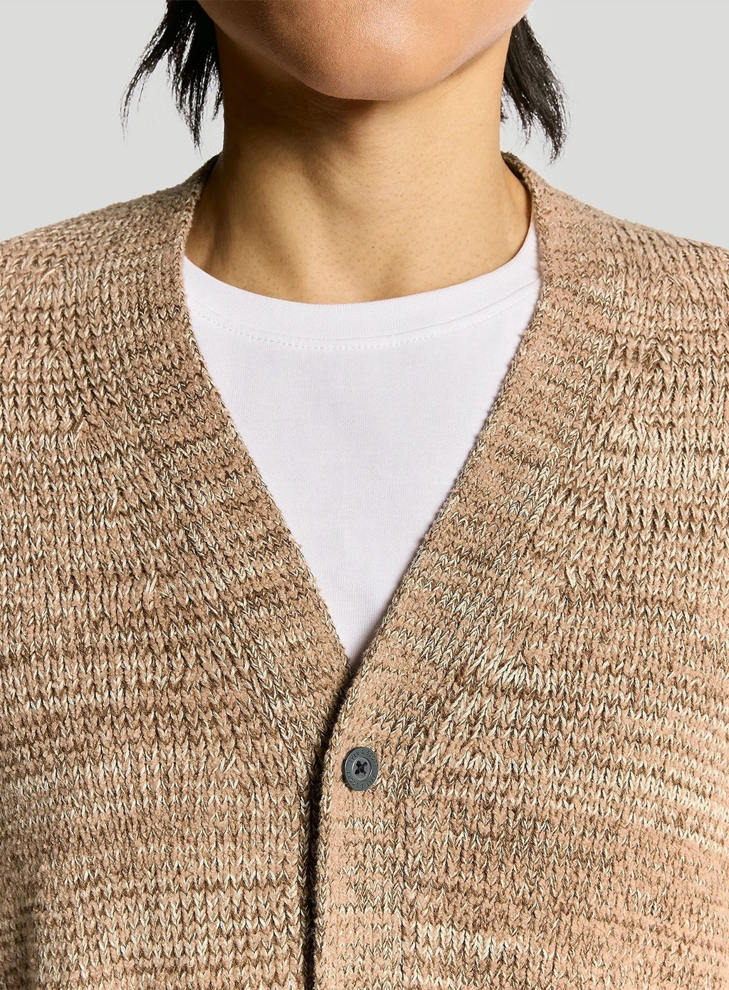 LYLE & SCOTT Multi Marl V Neck Cardigan Tigers Eye Marl