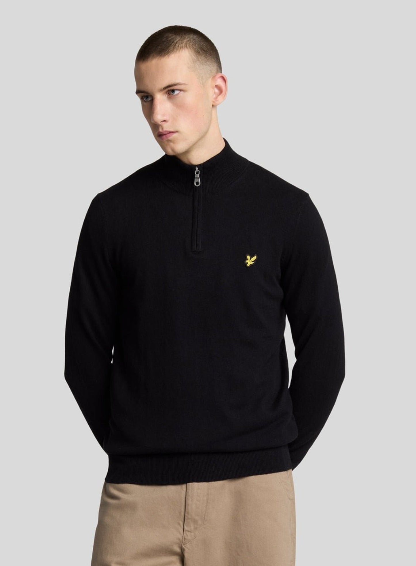 LYLE & SCOTT Cotton Merino Quarter Zip Jumper Jet Black