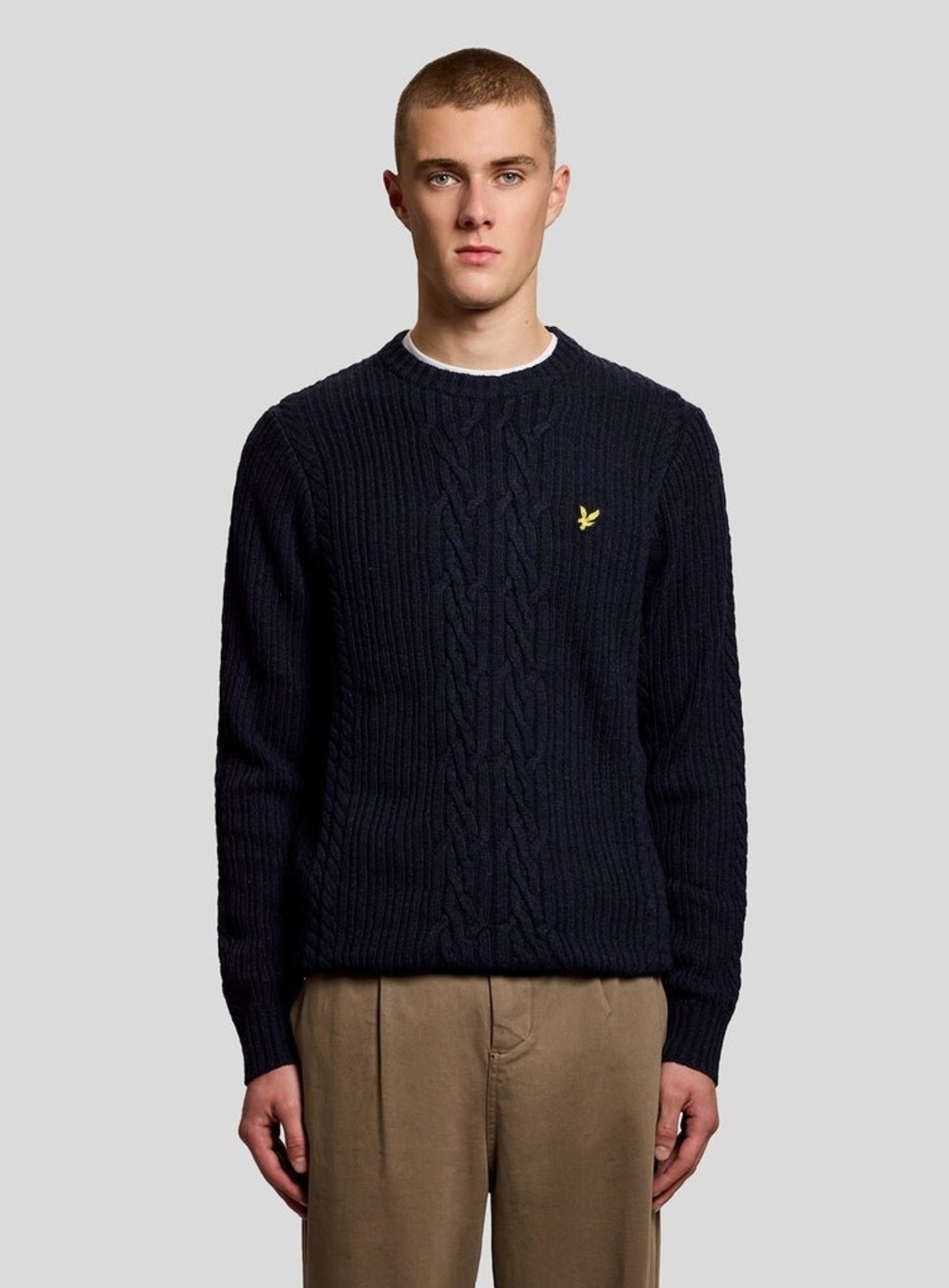 LYLE & SCOTT Ribbed Cable Knit Jumper Dark Navy Marl