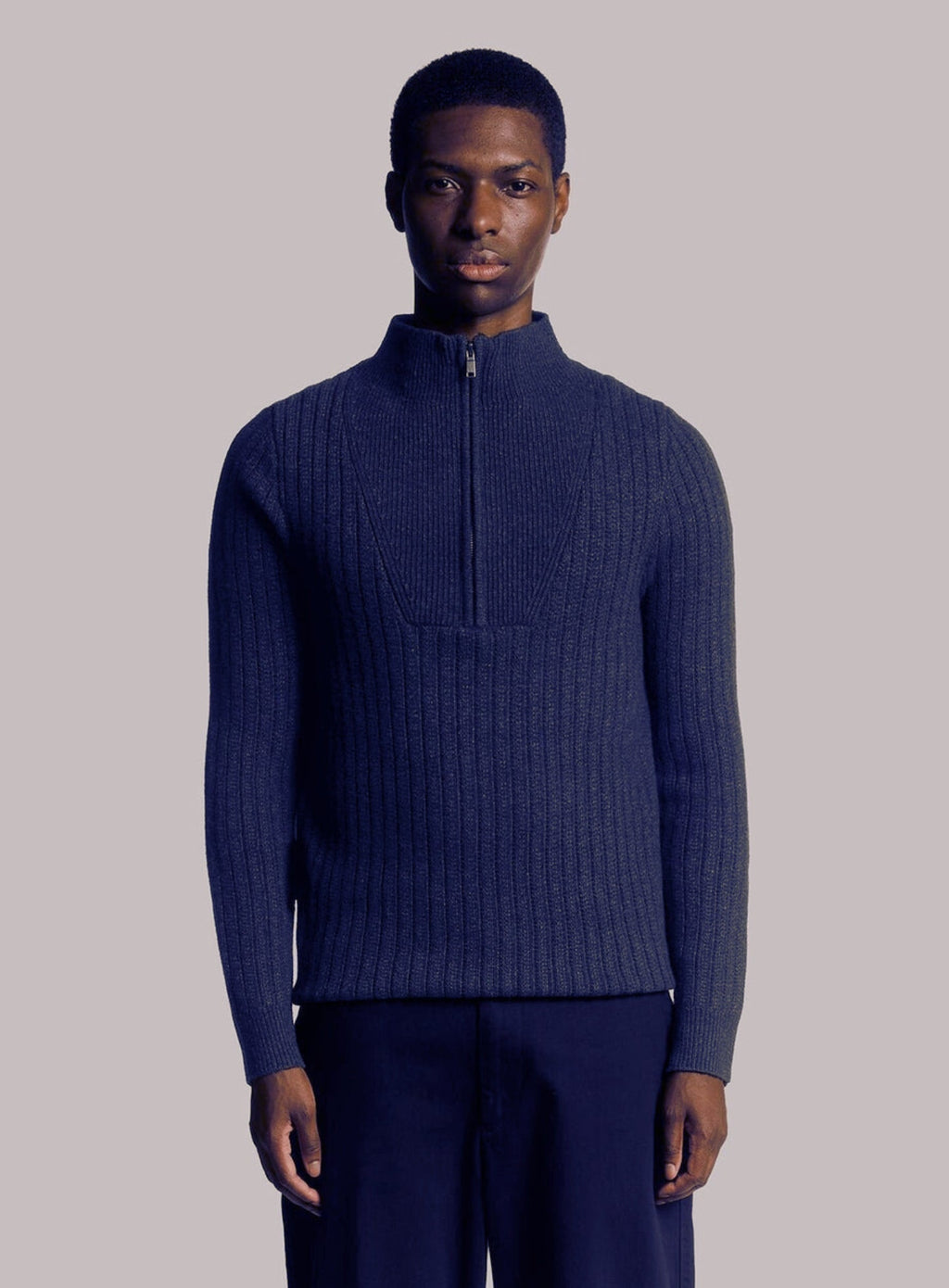 LYLE & SCOTT Ribbed Half Zip Jumper Dark Navy Marl