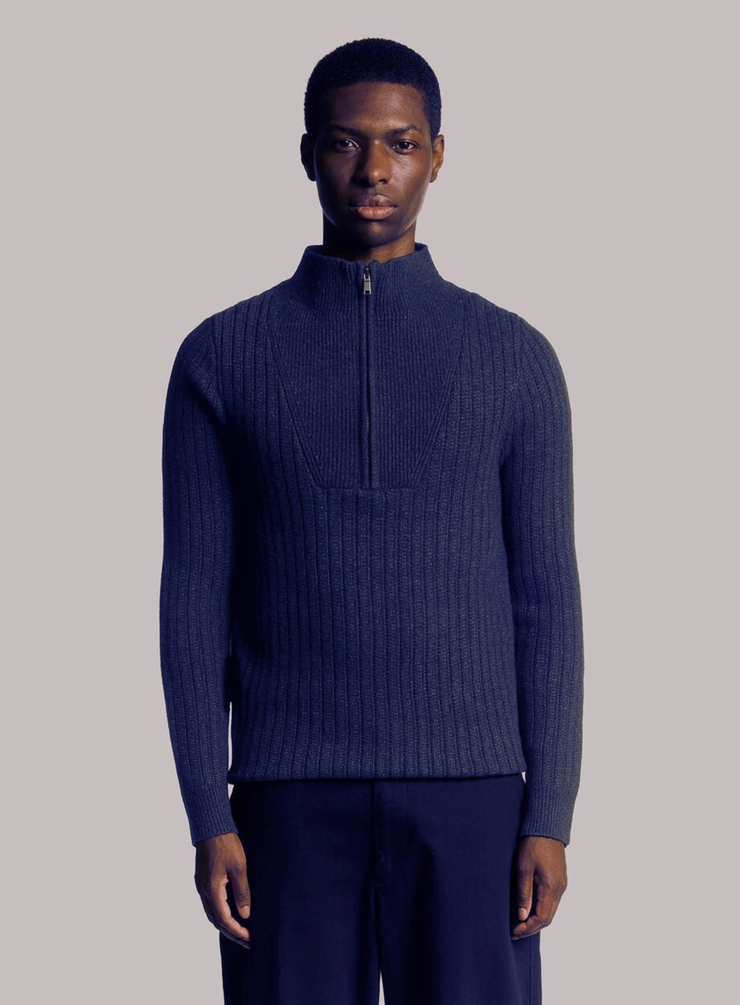 LYLE & SCOTT Ribbed Half Zip Jumper Dark Navy Marl