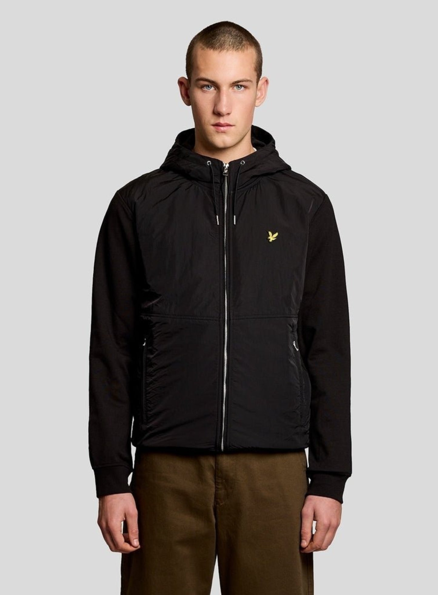LYLE & SCOTT Half Raglan Sleeve Panneled Hoodie Jet Black