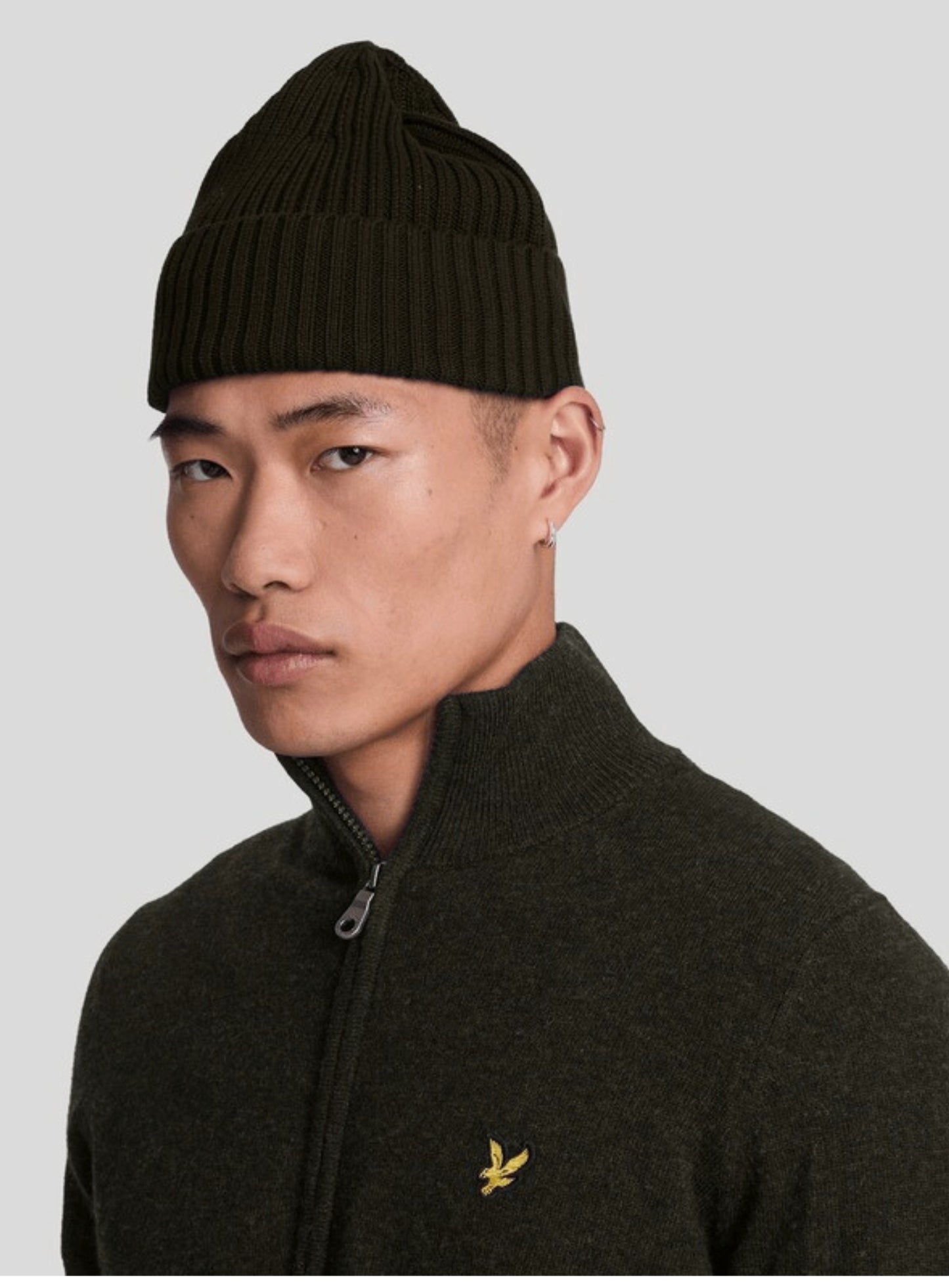 LYLE & SCOTT Lambswool Blend Zip Through Cardigan Jet Black Marl