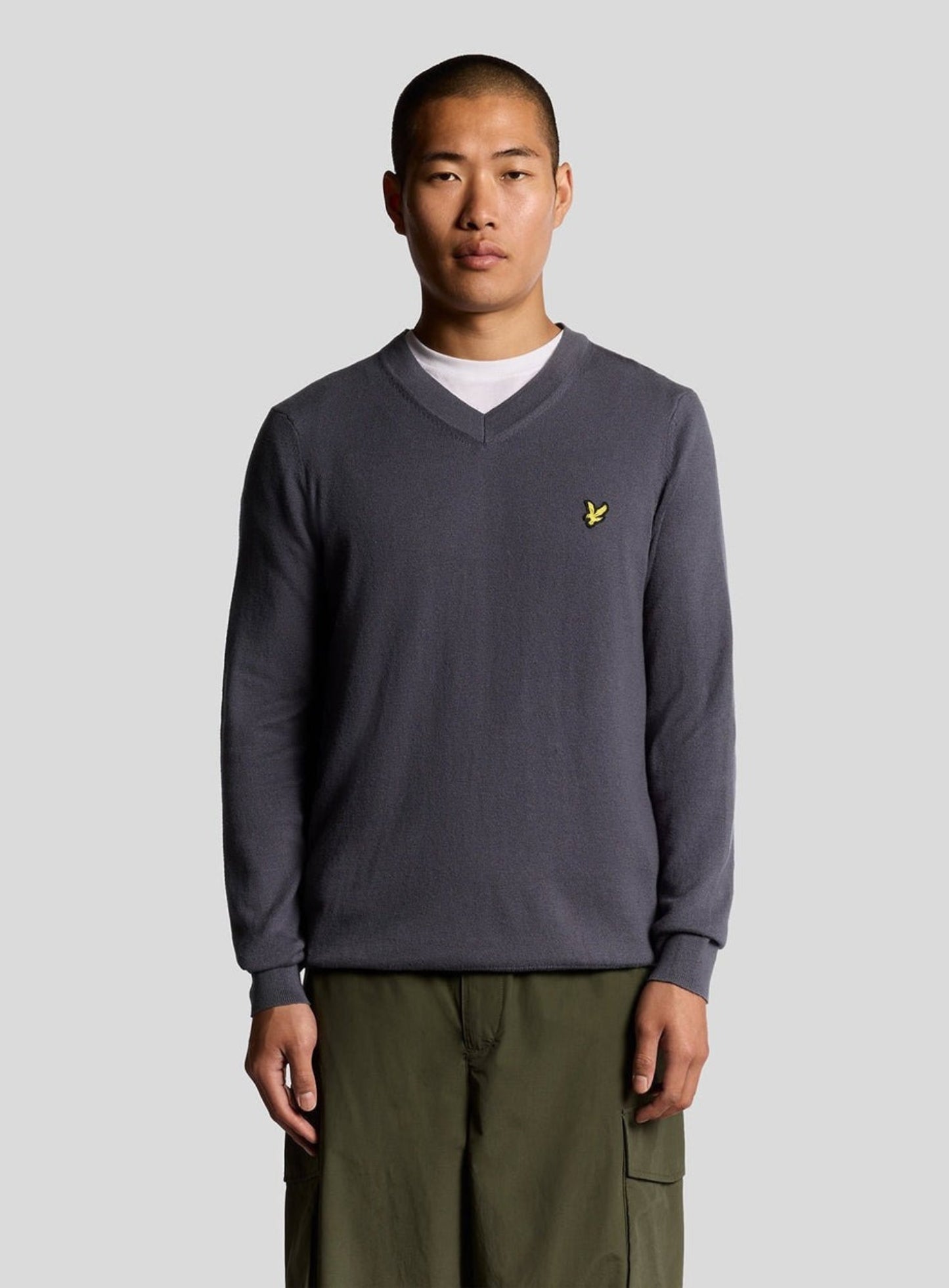 LYLE & SCOTT Cotton Merino V Neck Jumper Graystone
