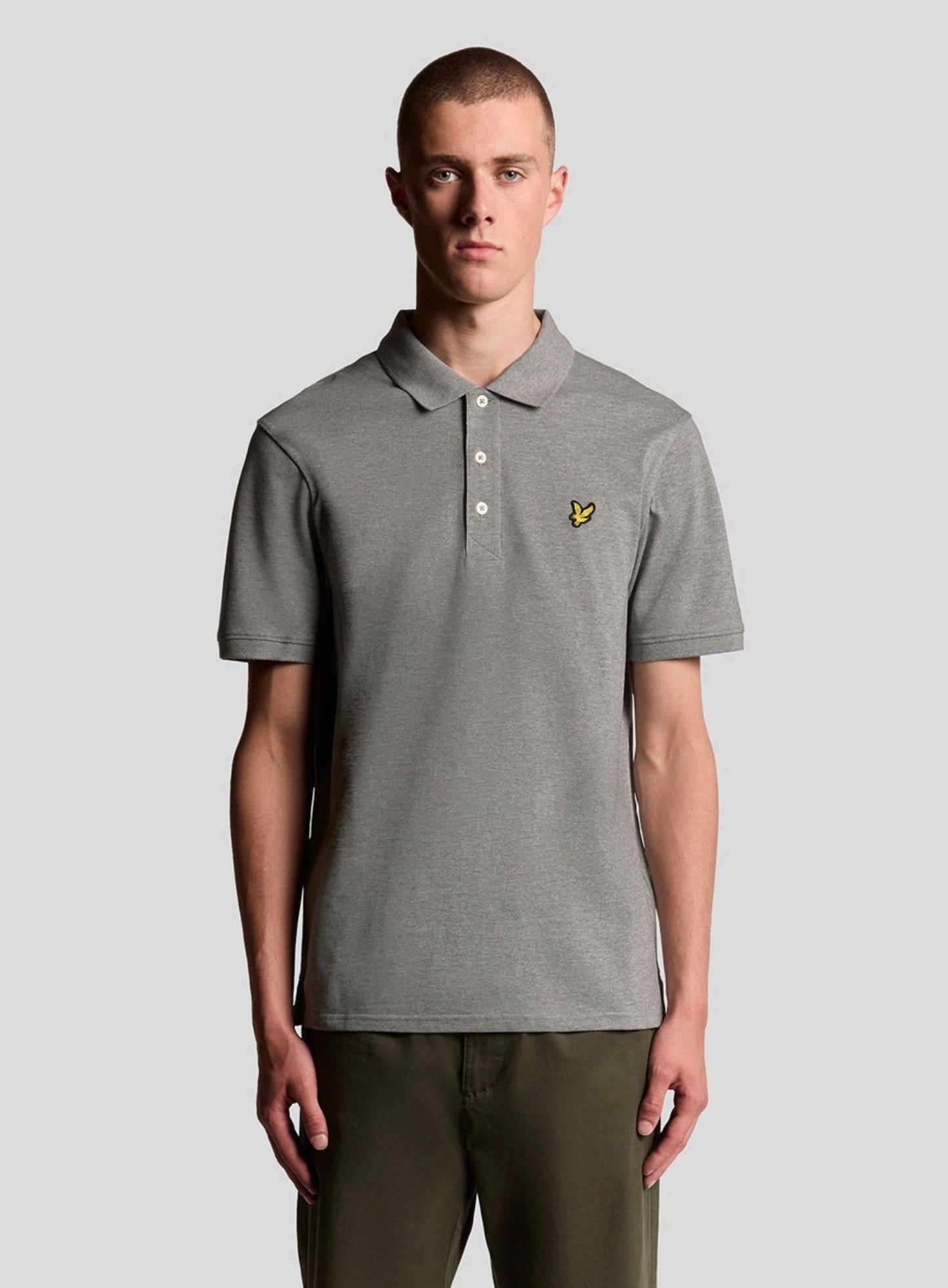 LYLE & SCOTT Plain Polo Shirt Mid Grey Marl
