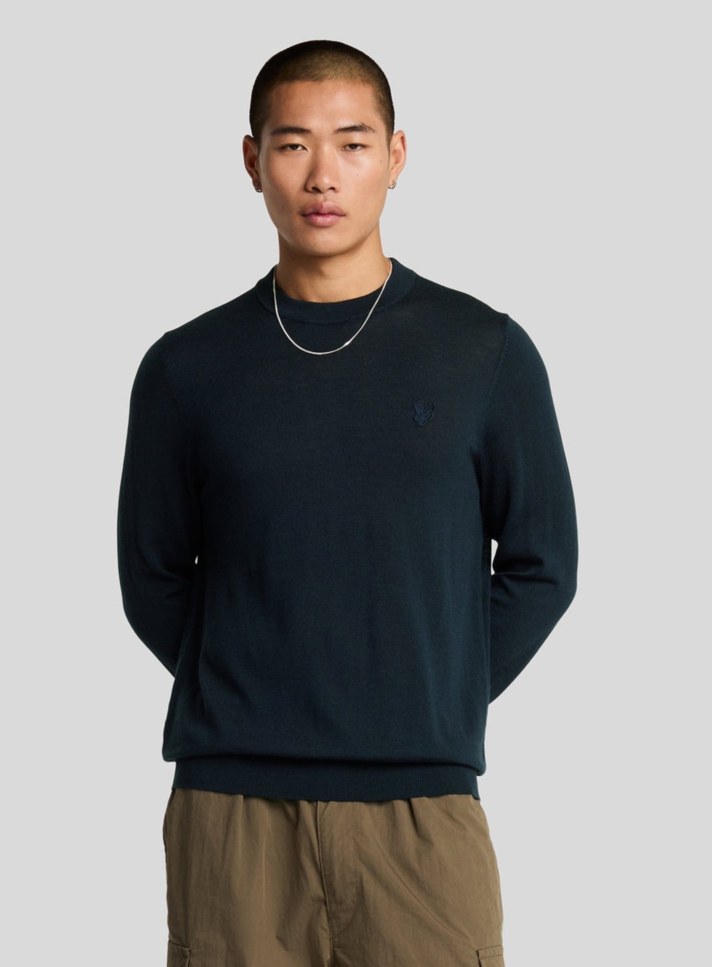 LYLE & SCOTT Tonal Eagle Merino Crew Neck Jumper Dark Navy