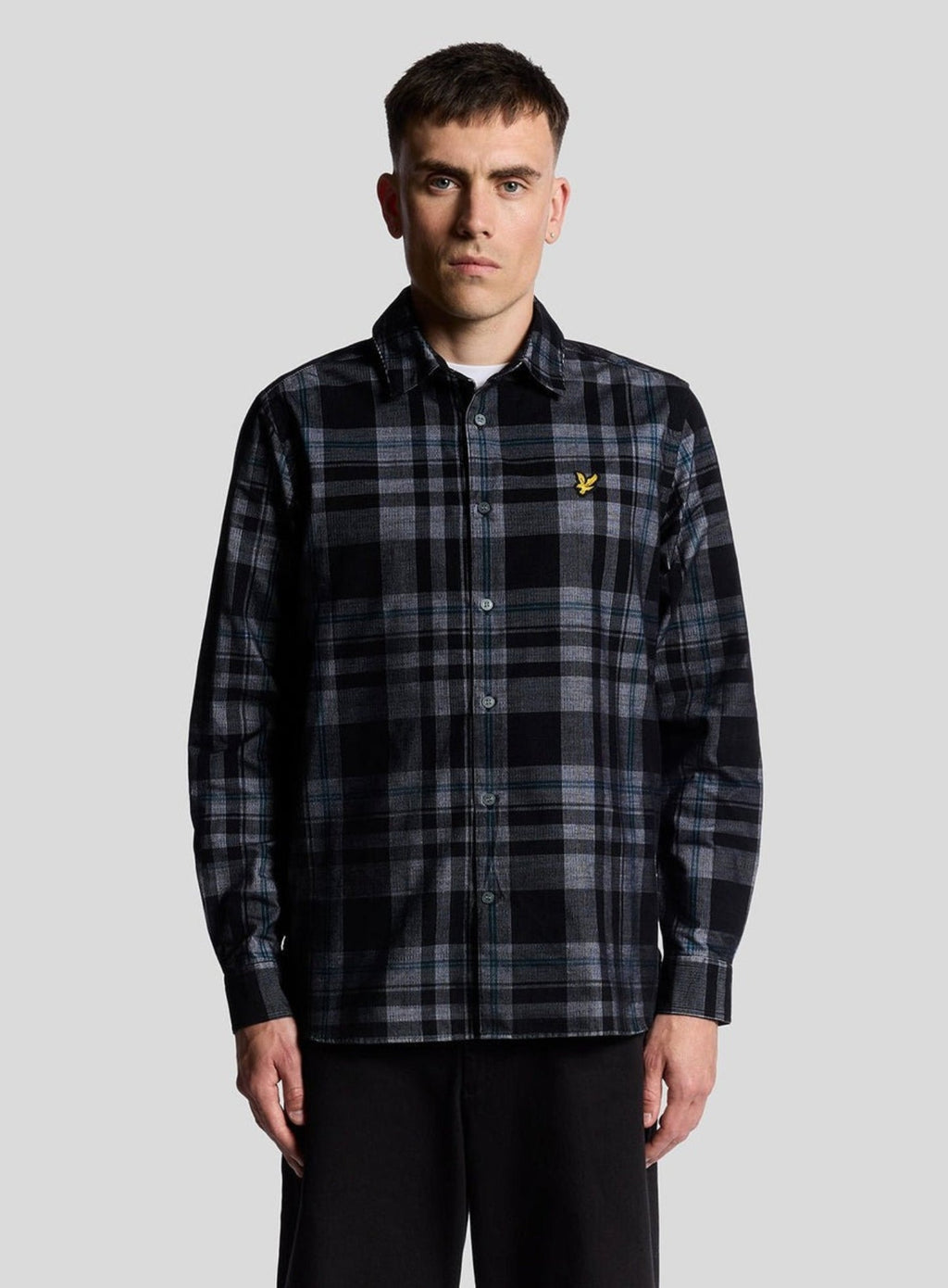 LYLE & SCOTT Tartan Corduroy Shirt Jet Black/ White