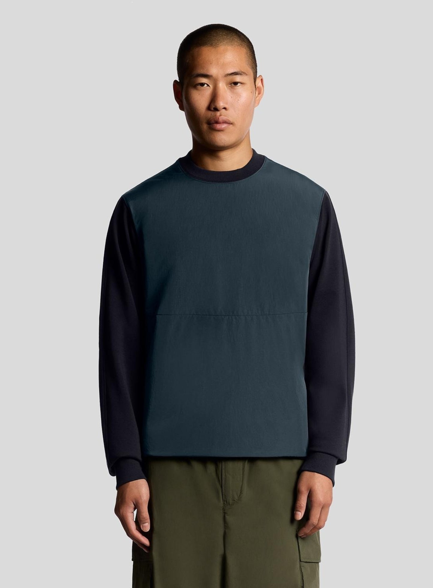 LYLE & SCOTT Half Raglan Sleeve Panneled Sweatshirt Dark Navy