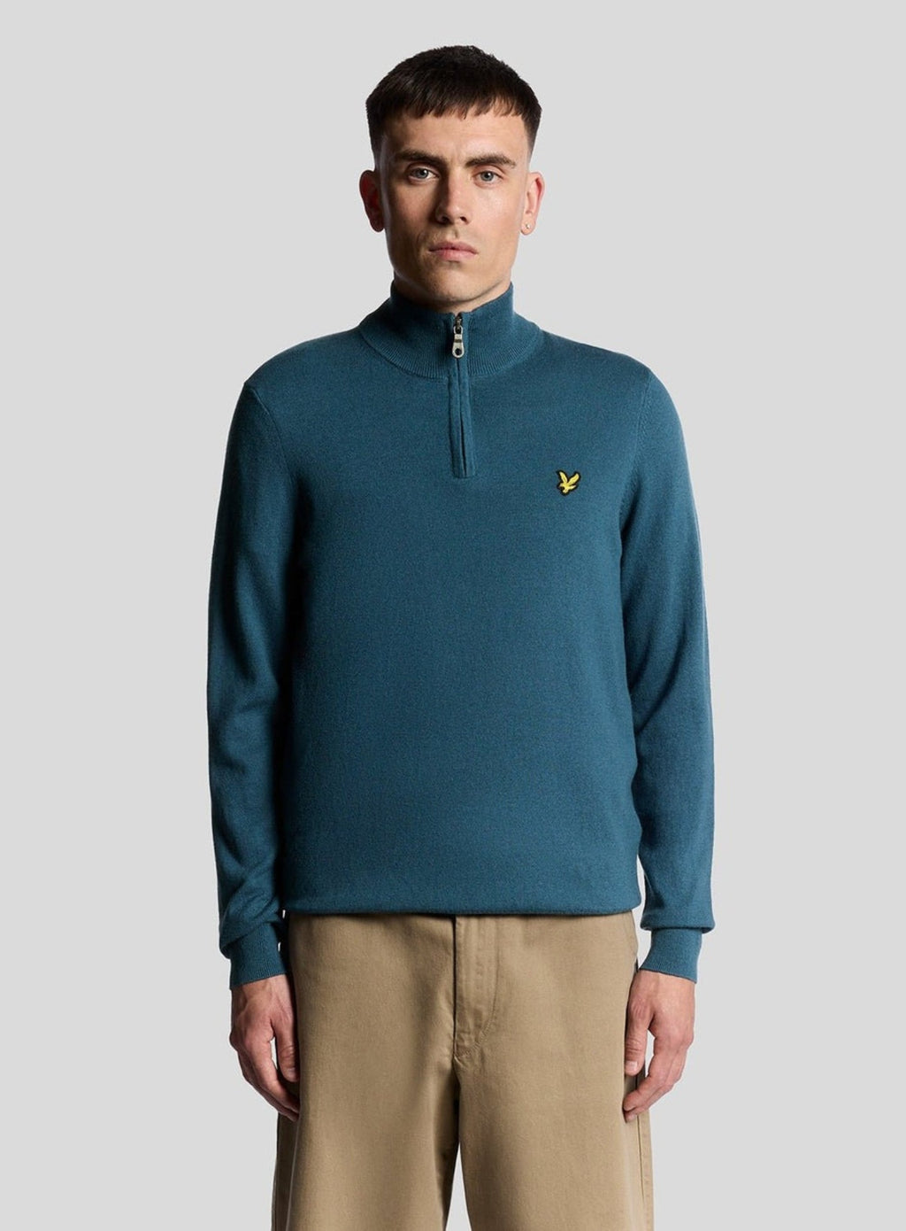 LYLE & SCOTT Cotton Merino Quarter Zip Jumper Deep Water