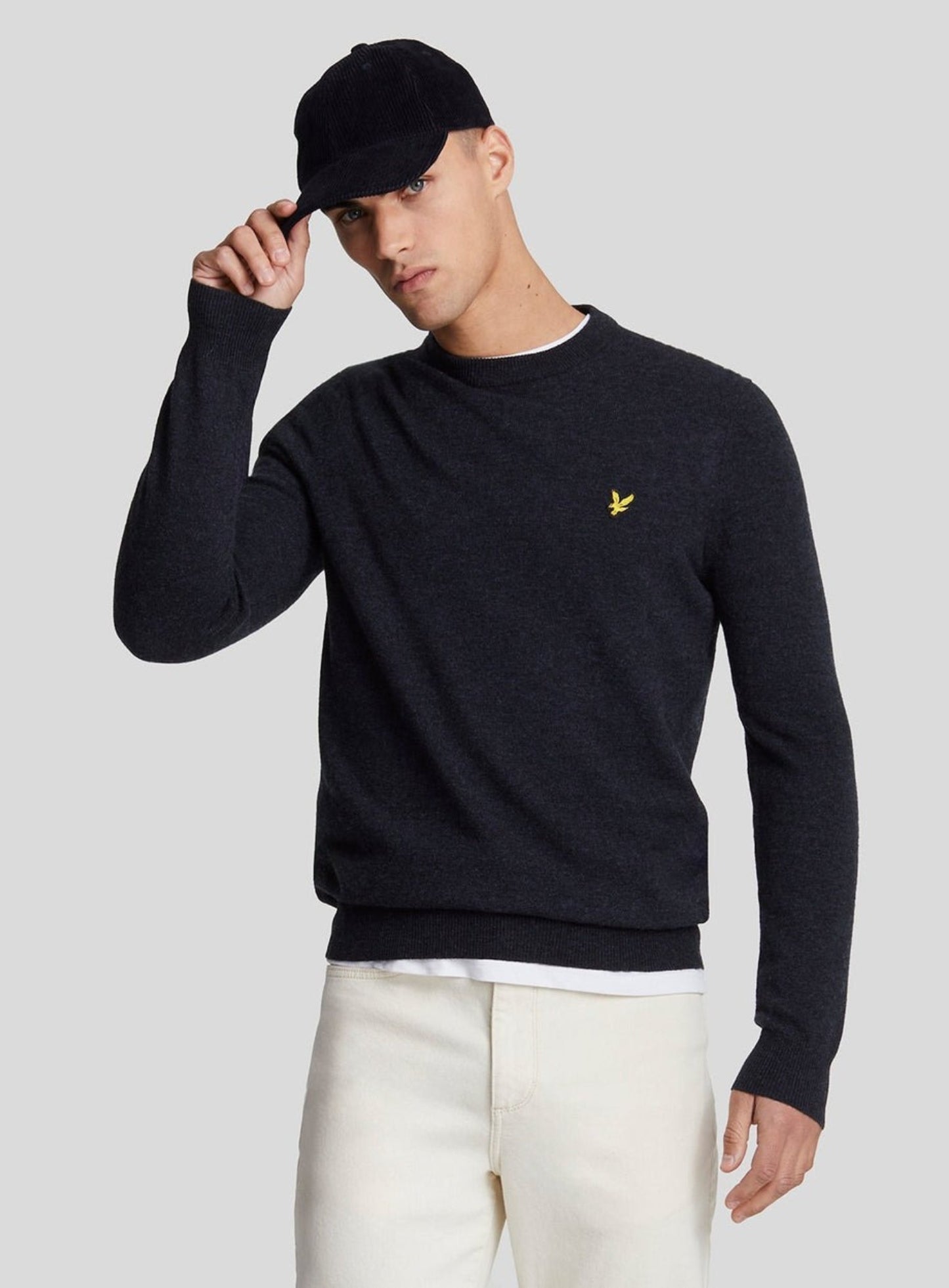 LYLE & SCOTT Lambswool Blend Crew Neck Jumper Dark Navy Marl
