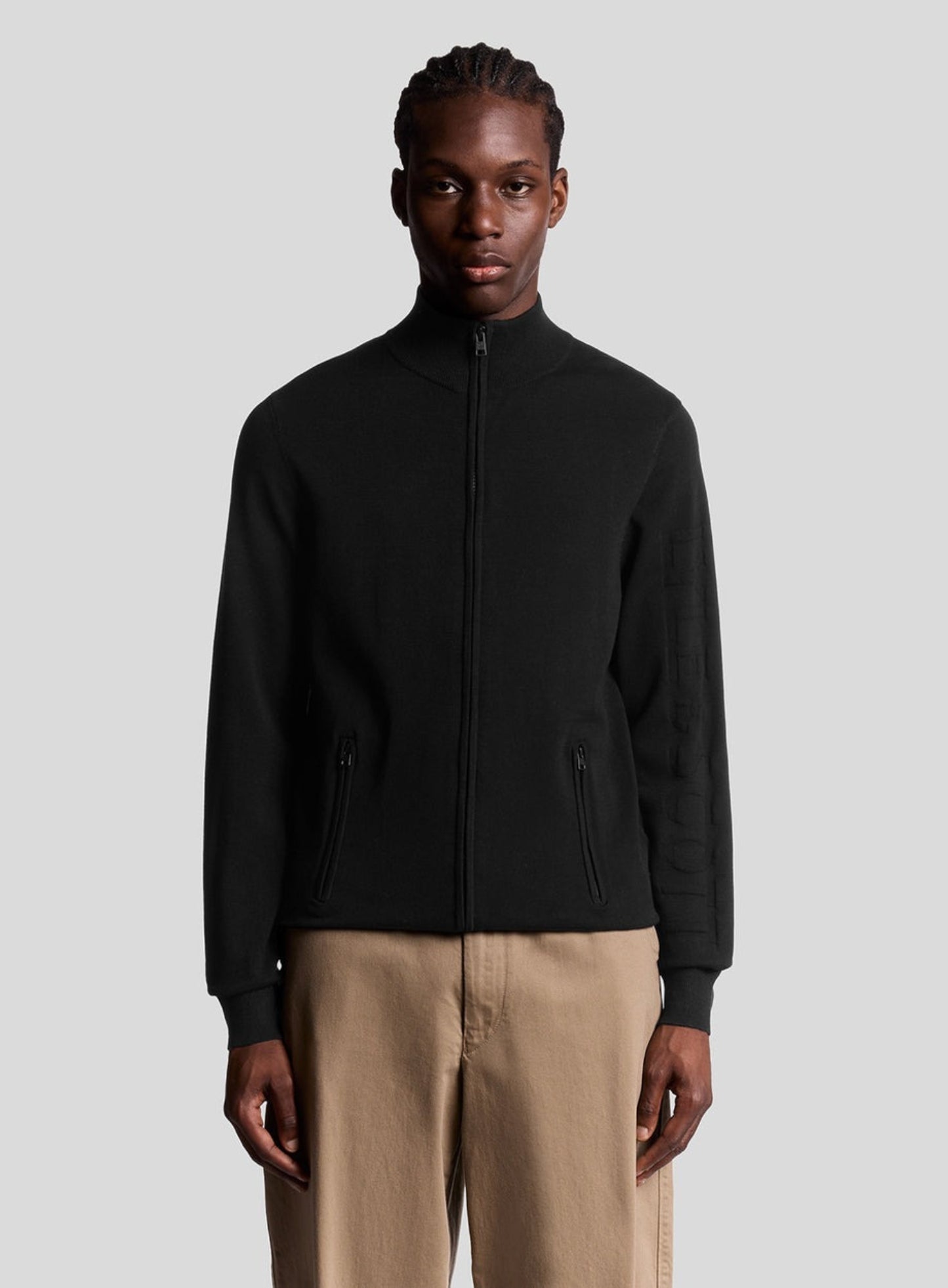 LYLE & SCOTT Mesh Logo Knitted Track Jacket Jet Black