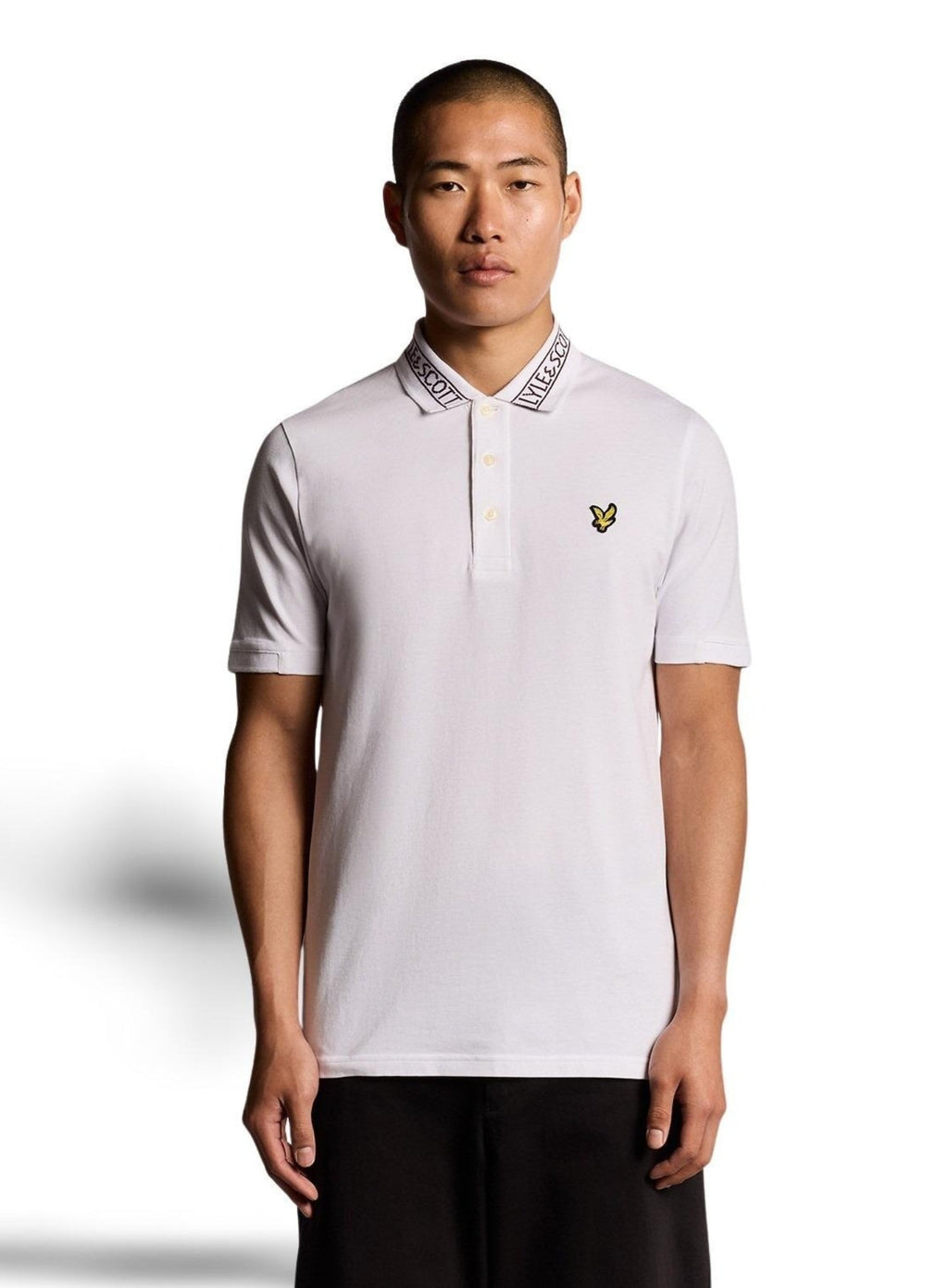 LYLE & SCOTT Collar Logo Ribbed Polo Shirt White Port