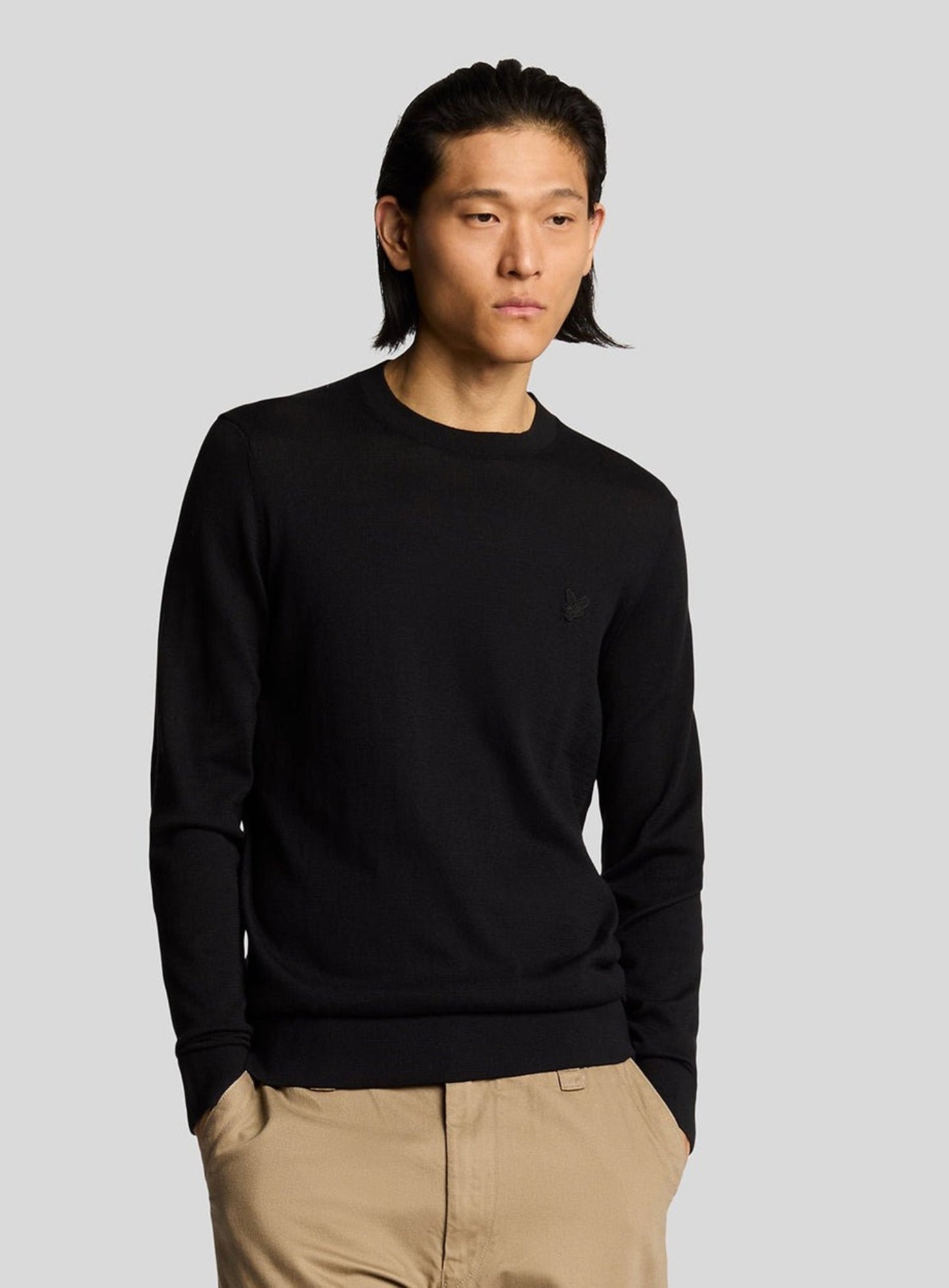 LYLE & SCOTT Tonal Superfine Crew Neck Jumper Jet Black