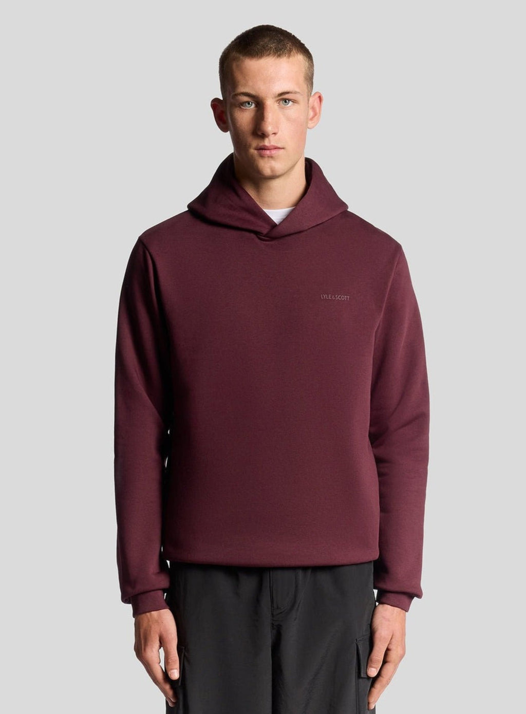 LYLE & SCOTT Logo Brushback Pullover Hoodie Port