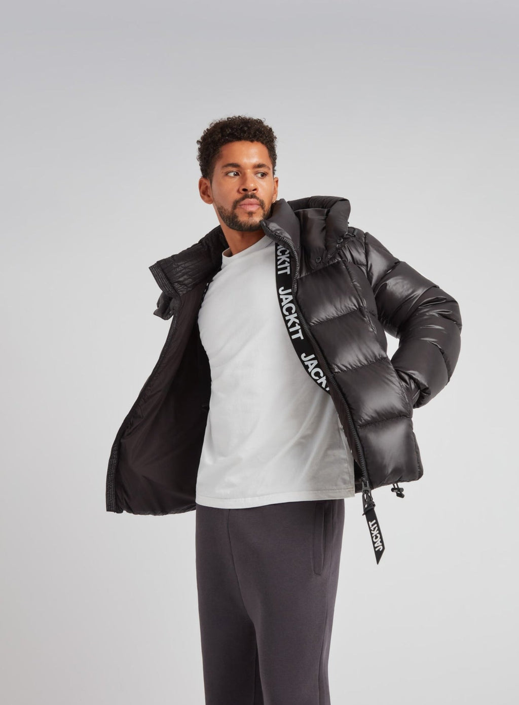 JACK1T EZ Boxed Puffer Racer Jacket Lux Black