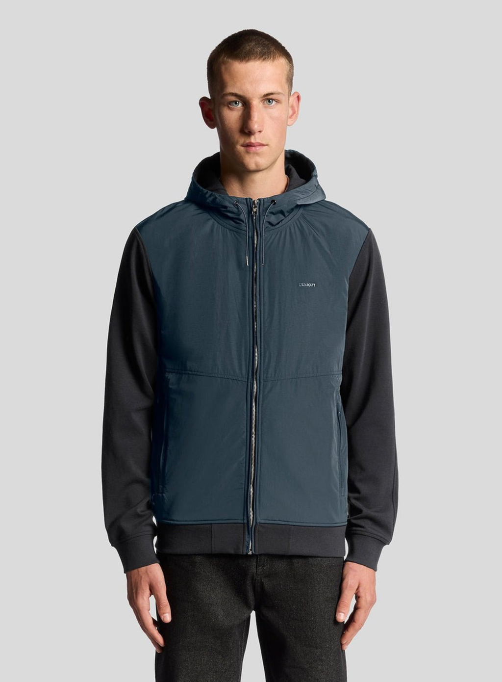 LYLE & SCOTT Half Raglan Sleeve Panneled Hoodie Dark Navy