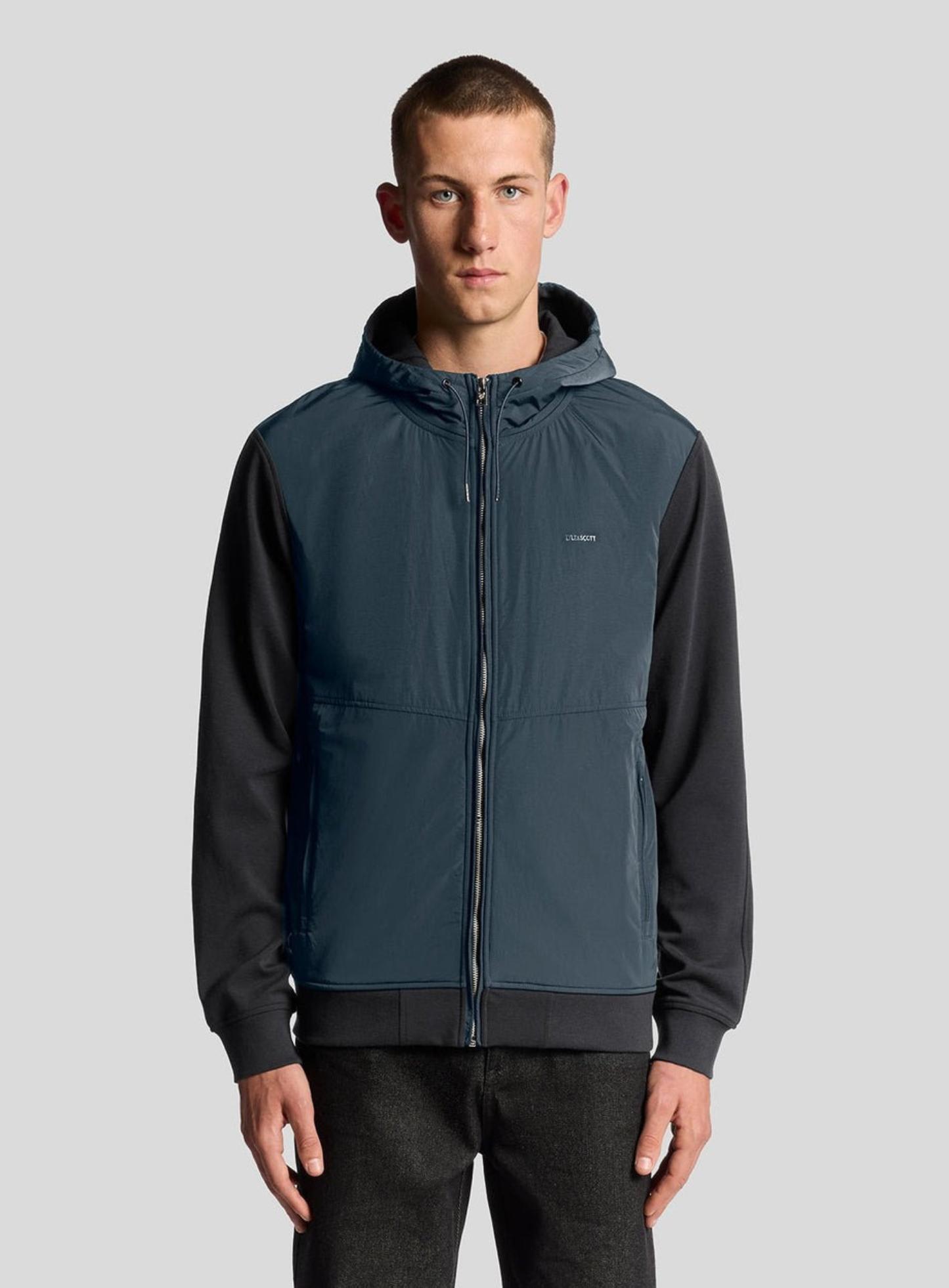 LYLE & SCOTT Half Raglan Sleeve Panneled Hoodie Dark Navy