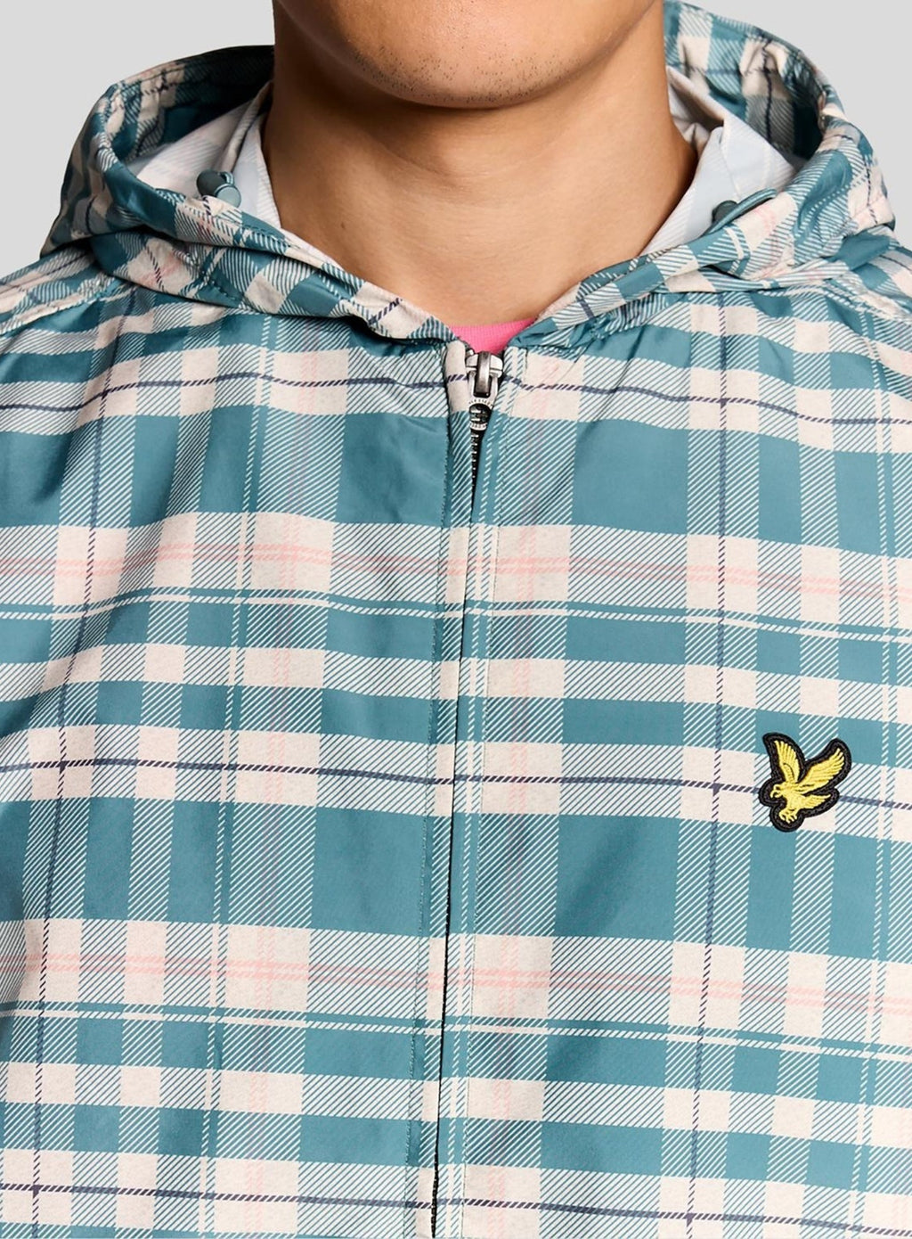 LYLE & SCOTT Tartan Hooded Zip Through Jacket Everglade