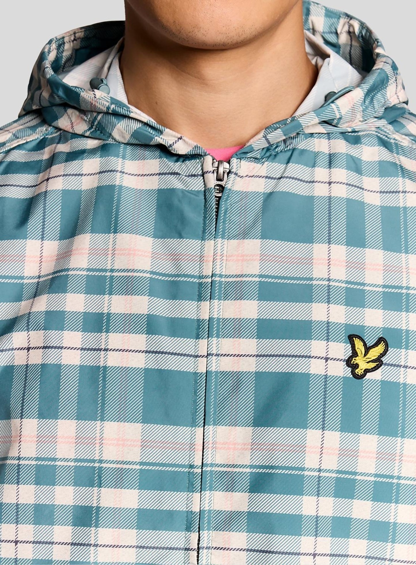 LYLE & SCOTT Tartan Hooded Zip Through Jacket Everglade