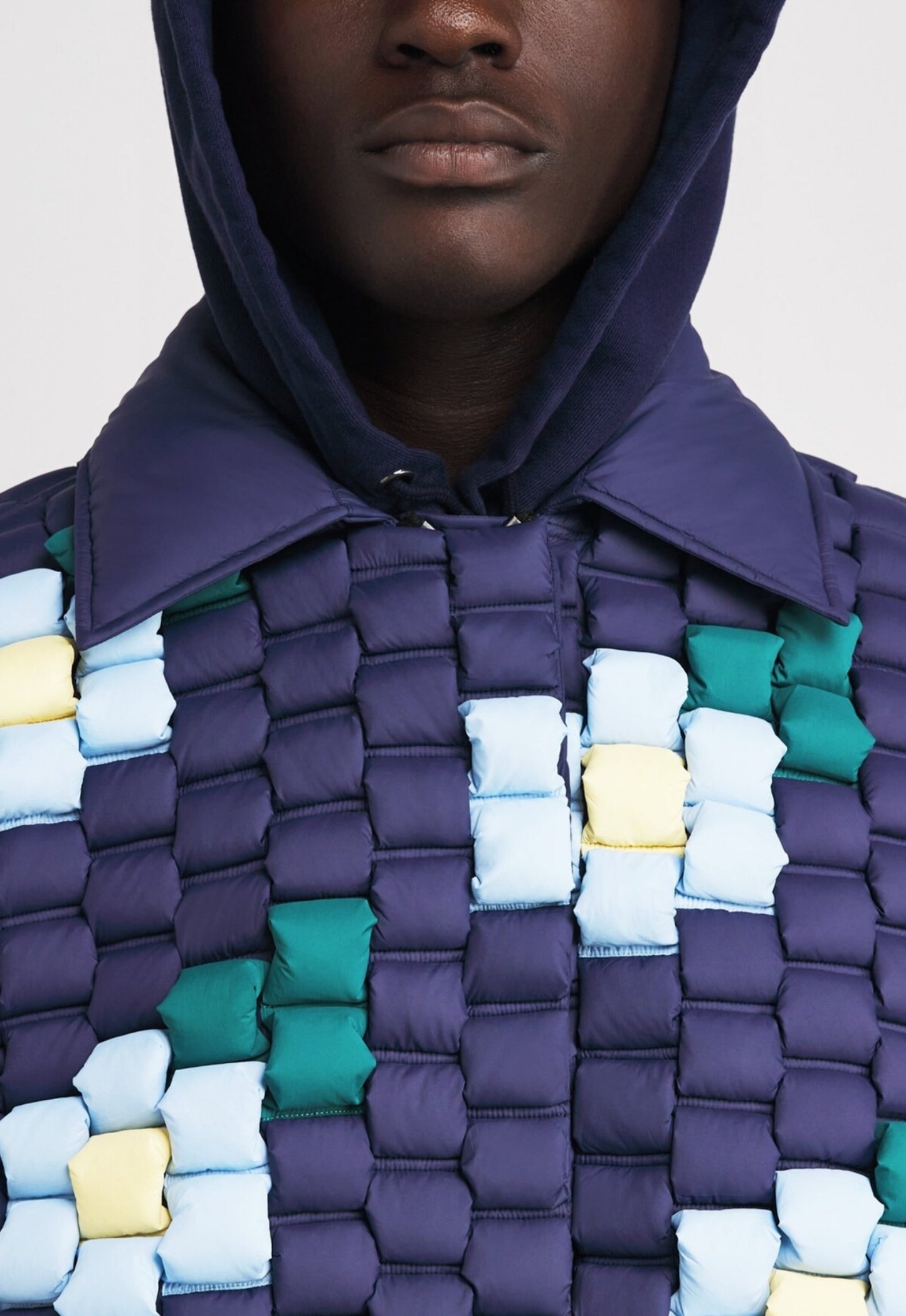 RAXXY 3D Down-Filled Floral Puffer Jacket Navy Blue