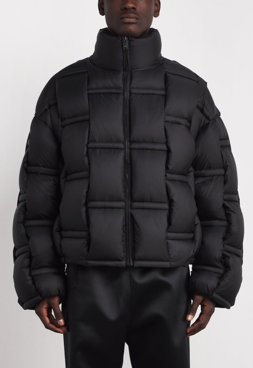 RAXXY 3D Down-Filled Angular Puffer Geometric Padded Jacket Black