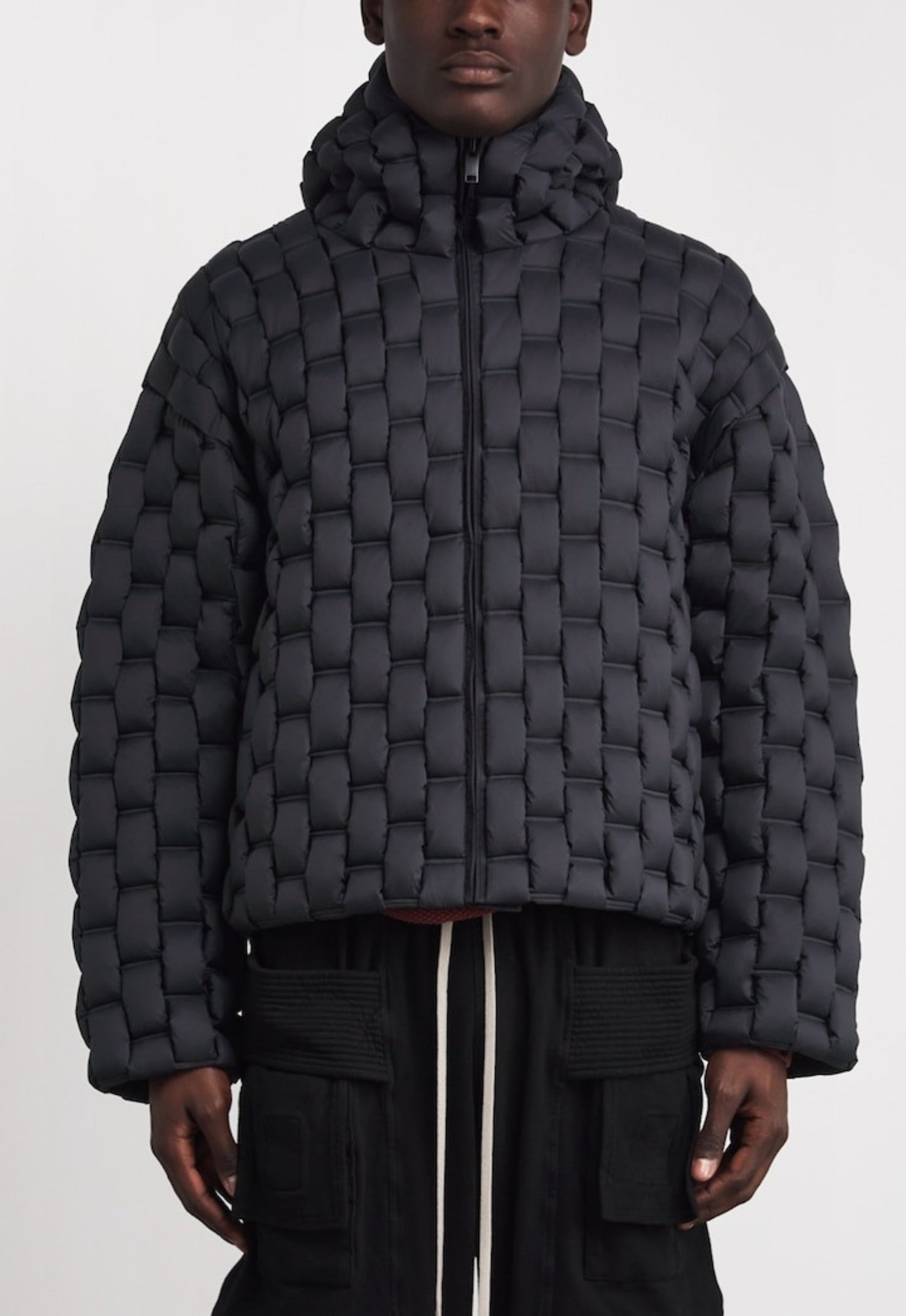 RAXXY 3D Down-Filled Woven Puffer Piumino Parka Coat Jacket Black