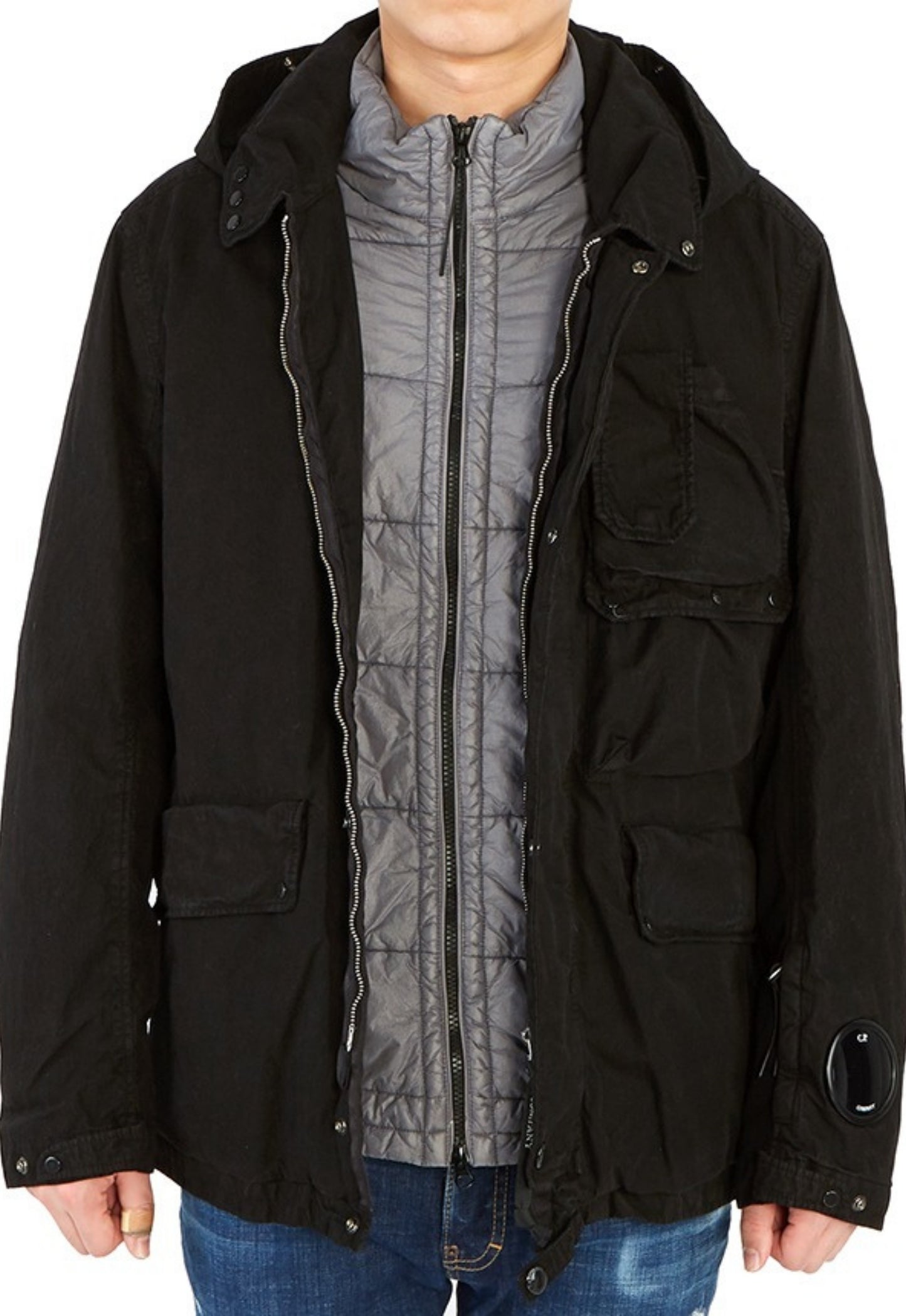 C.P COMPANY Goggle Men's Padded Jumper & Jacket Loose Fit Black