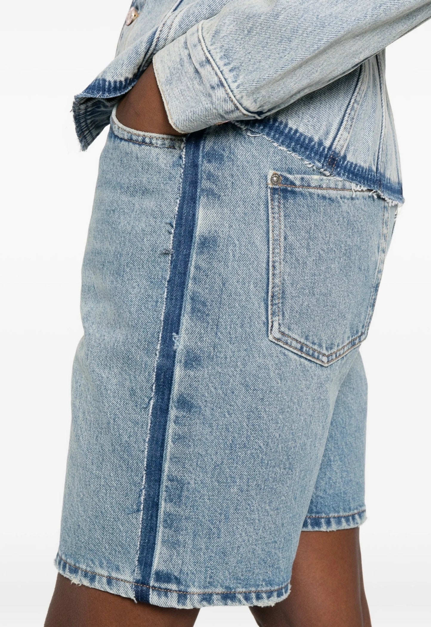 7 FOR ALL MANKIND WOMEN Stripe Denim Shorts Blue