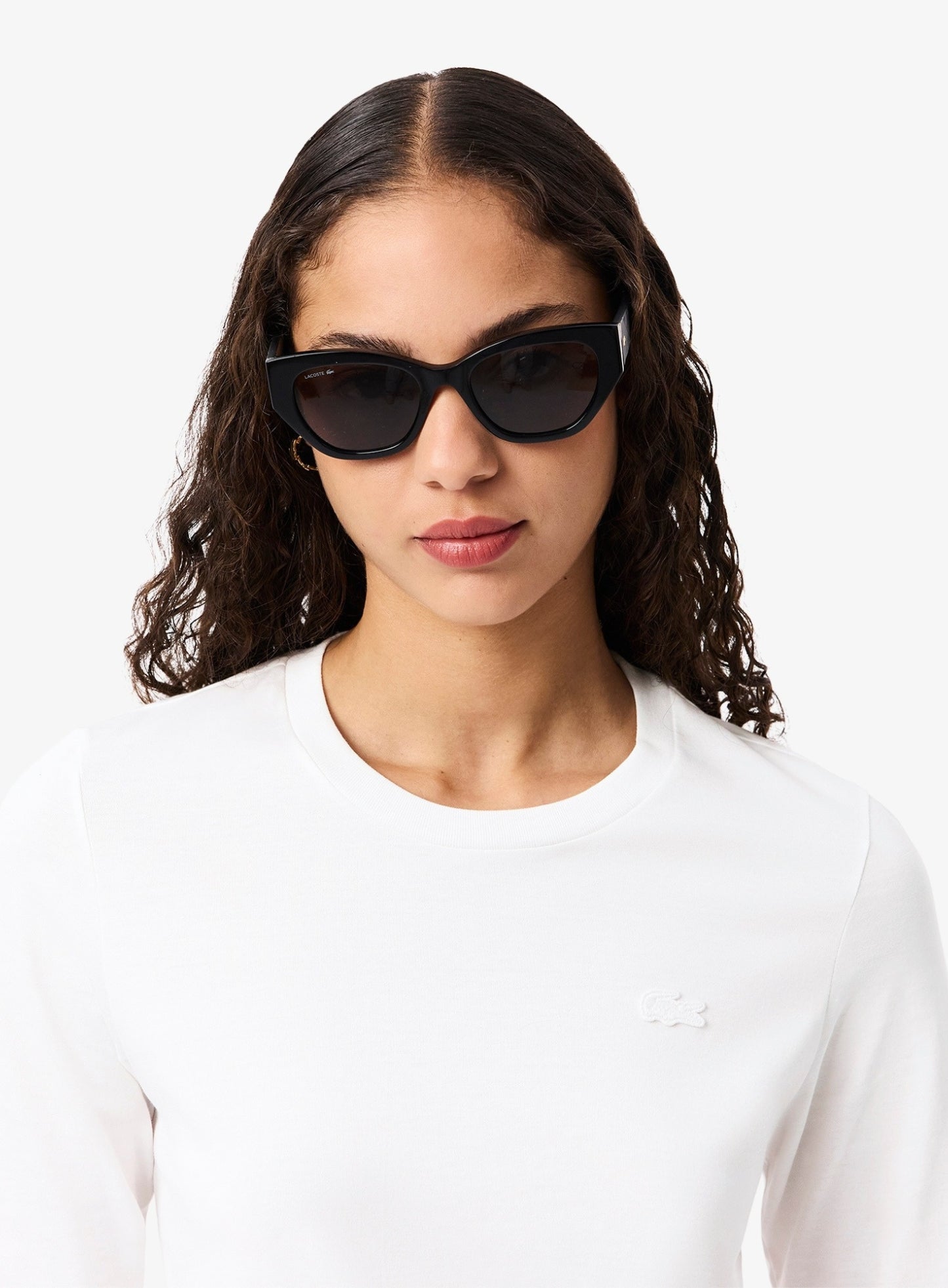 LACOSTE WOMEN Soft Cotton Three Quarter Sleeve T-shirt White