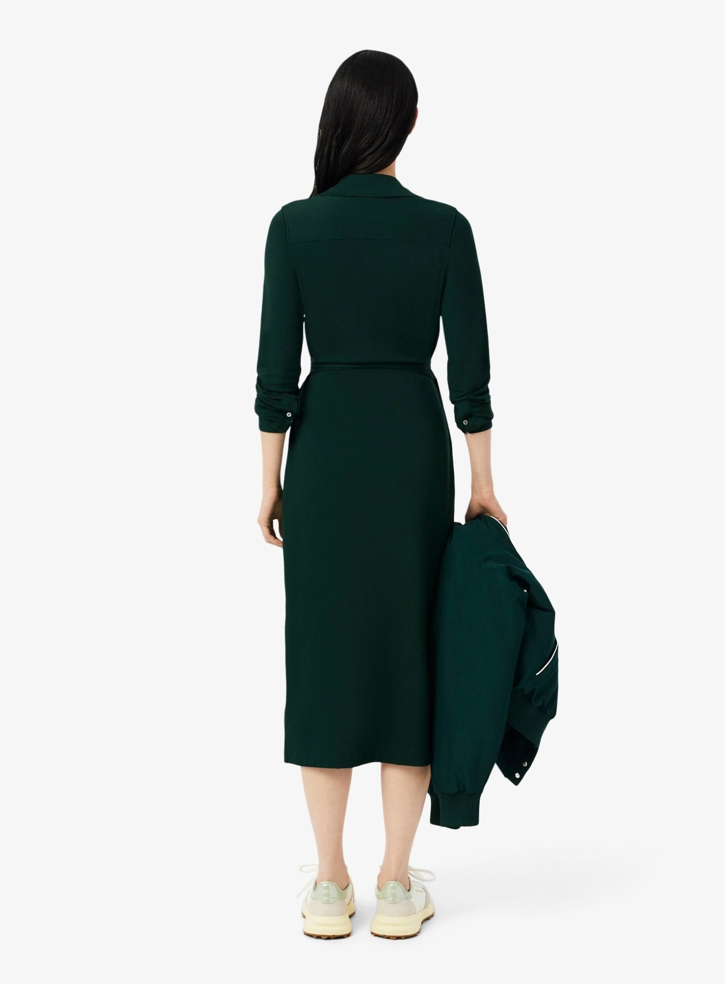 LACOSTE WOMEN Stretch Mini Piqué Wrap Polo Dress Sinople Green