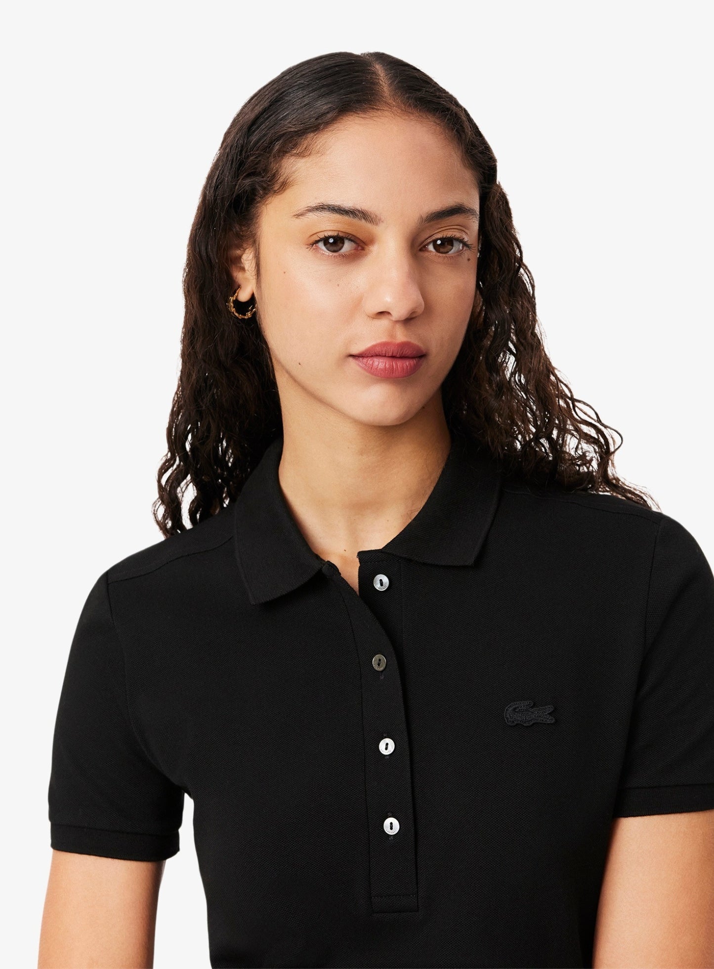 LACOSTE WOMEN Slim Fit Stretch Piqué Polo Dress Black