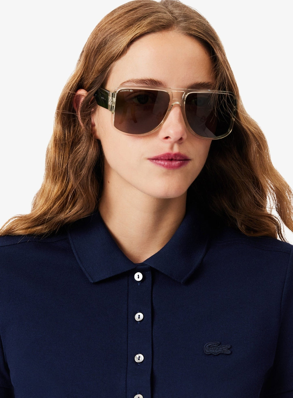 LACOSTE WOMEN L.12.D Slim Fit Stretch Piqué Polo Shirt Midnight Blue