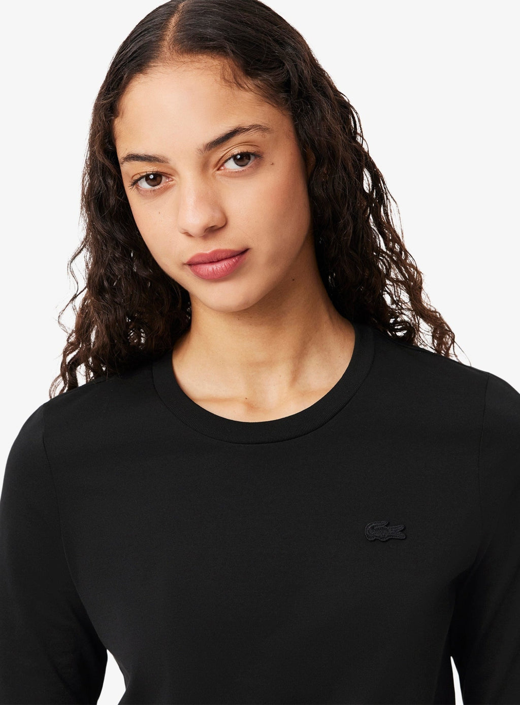 LACOSTE WOMEN Soft Cotton Three Quarter Sleeve T-shirt Black