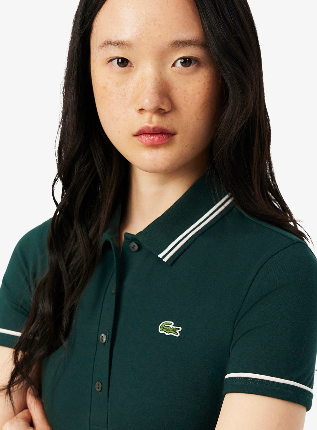 LACOSTE WOMEN L.12.D Slim Fit Trim Detail Polo Shirt Green