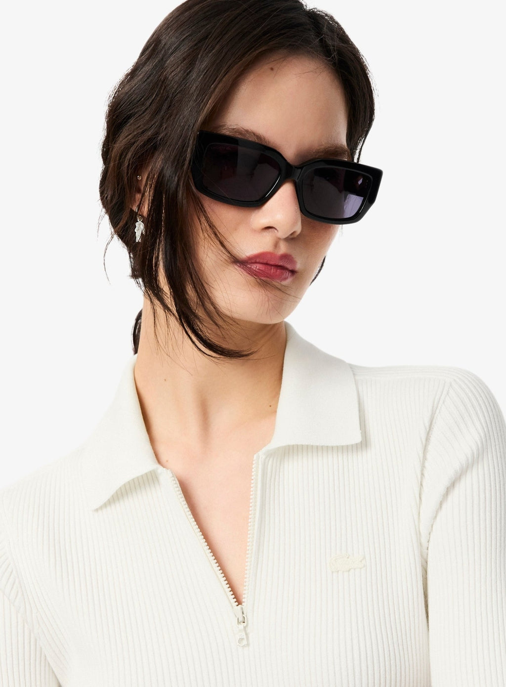 LACOSTE WOMEN Pleated Polo Collar Dress White