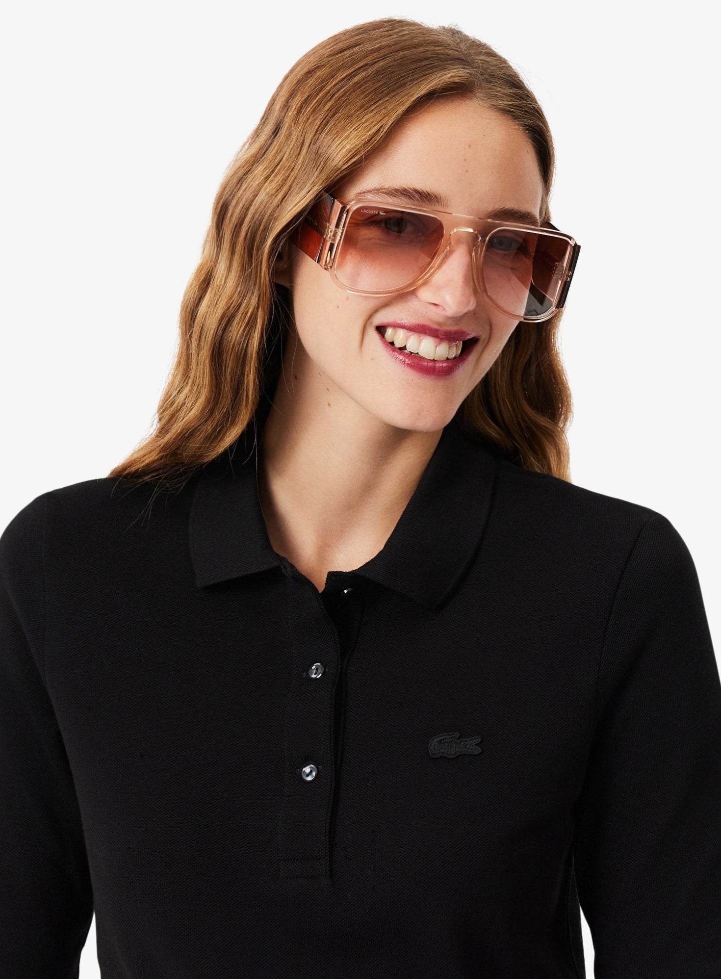 LACOSTE WOMEN Slim Fit L.12.D Three Quarter Sleeve Polo Shirt Black