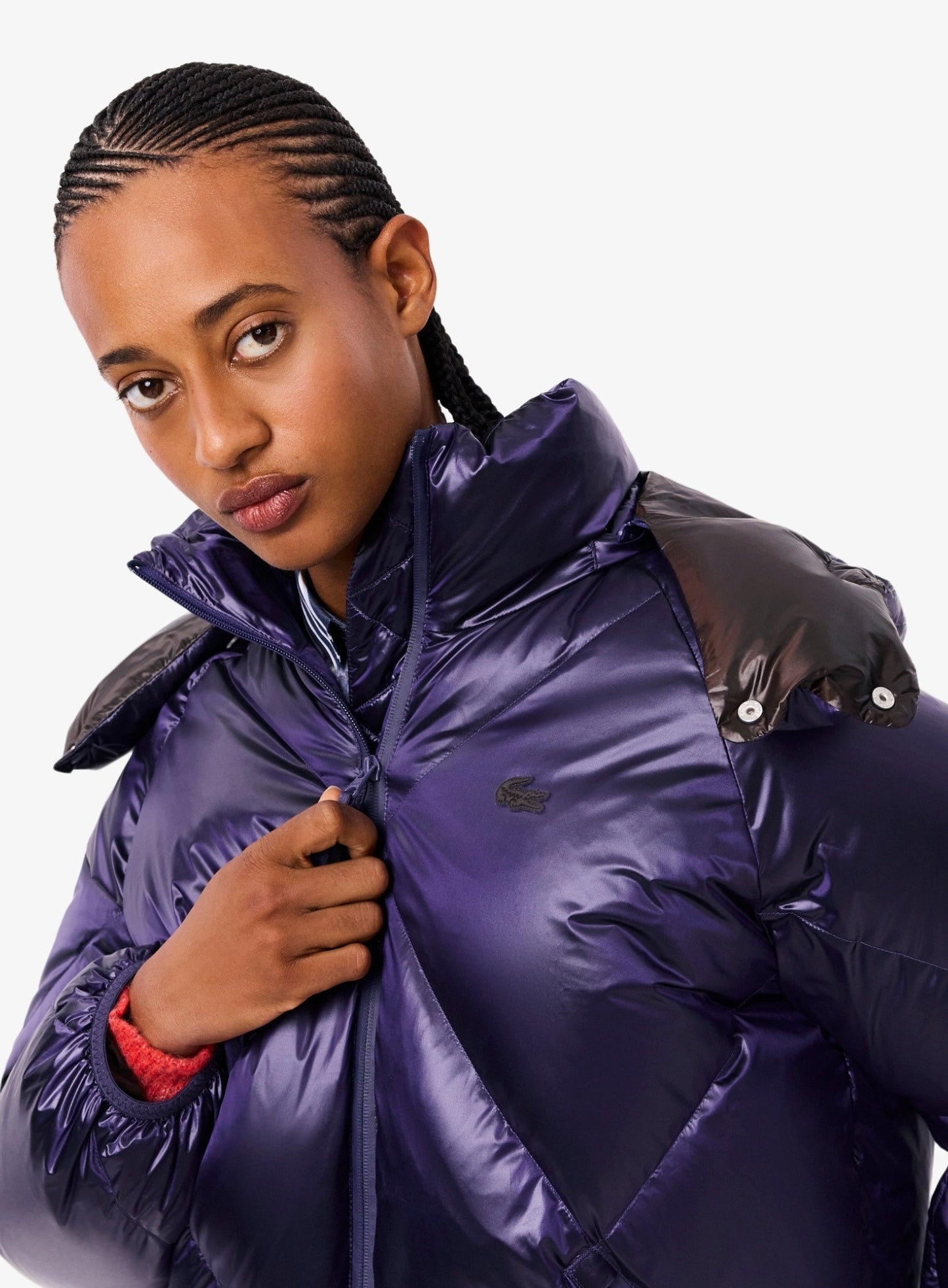 LACOSTE WOMEN Oversized Water-Repellent Down Jacket Purple