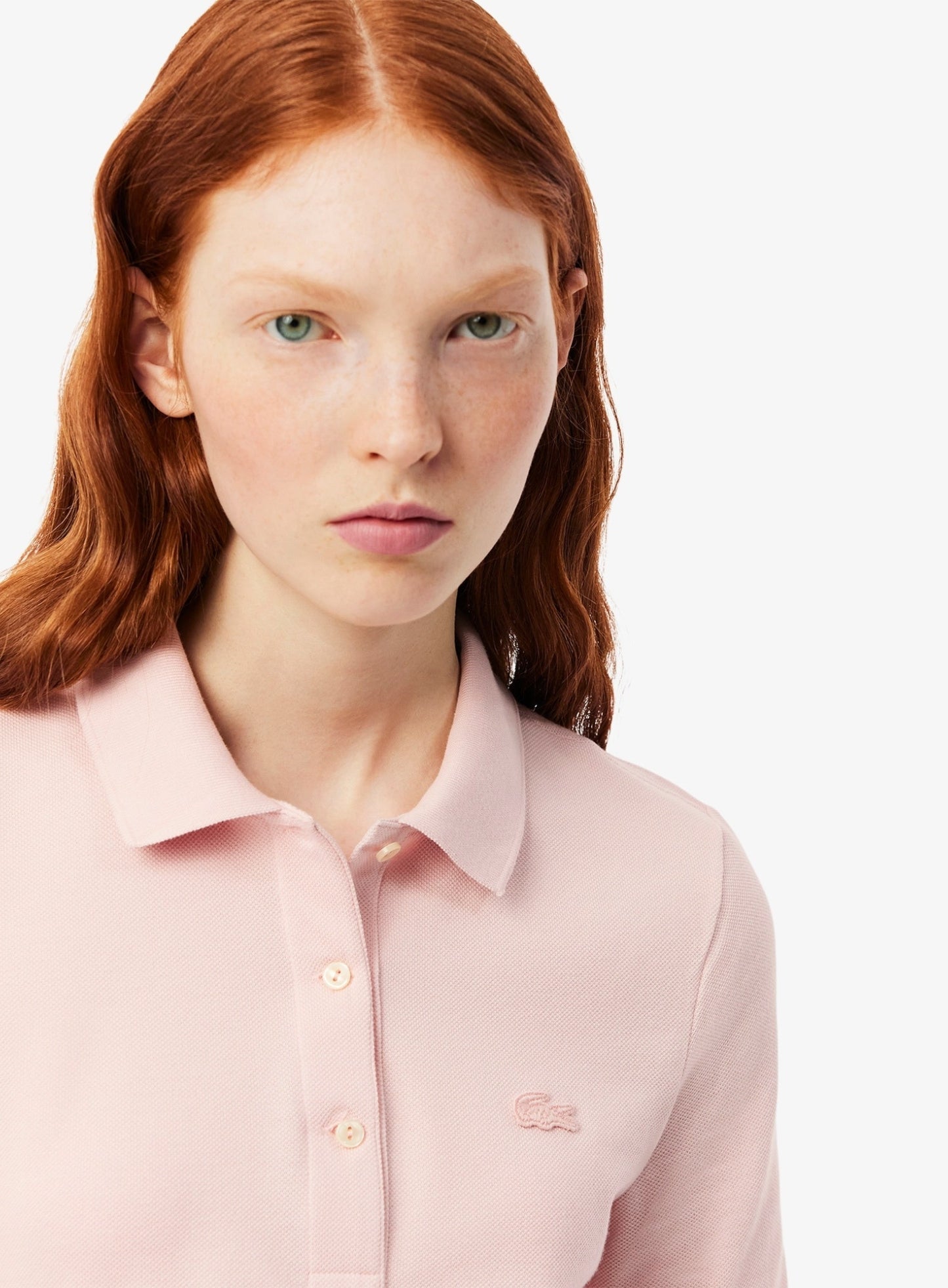 LACOSTE WOMEN Slim Fit L.12.D Three Quarter Sleeve Polo Shirt Light Pink