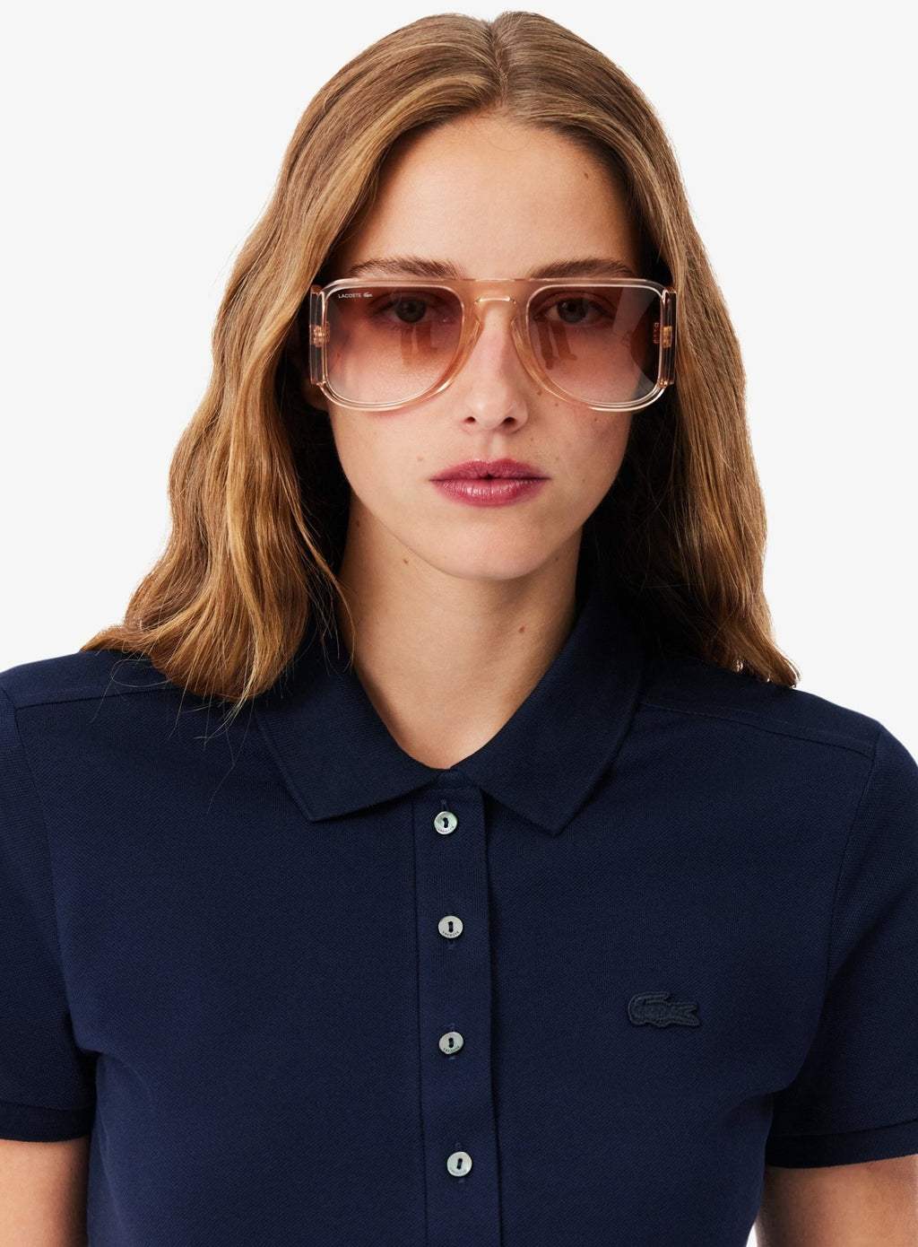 LACOSTE WOMEN Slim Fit Stretch Piqué Polo Dress Midnight Blue