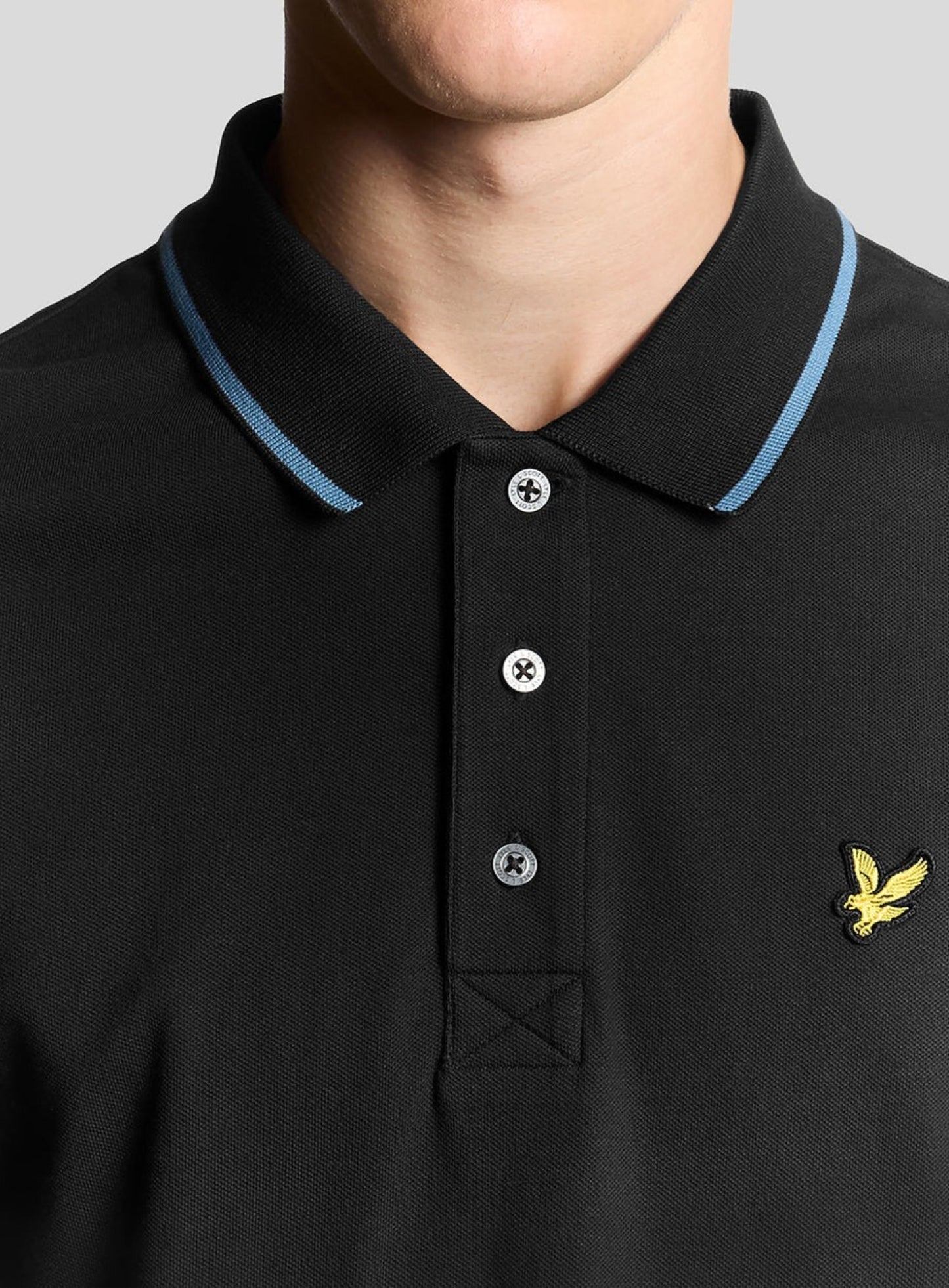 LYLE & SCOTT Tipped Polo Shirt Black Ice Ocean Sky