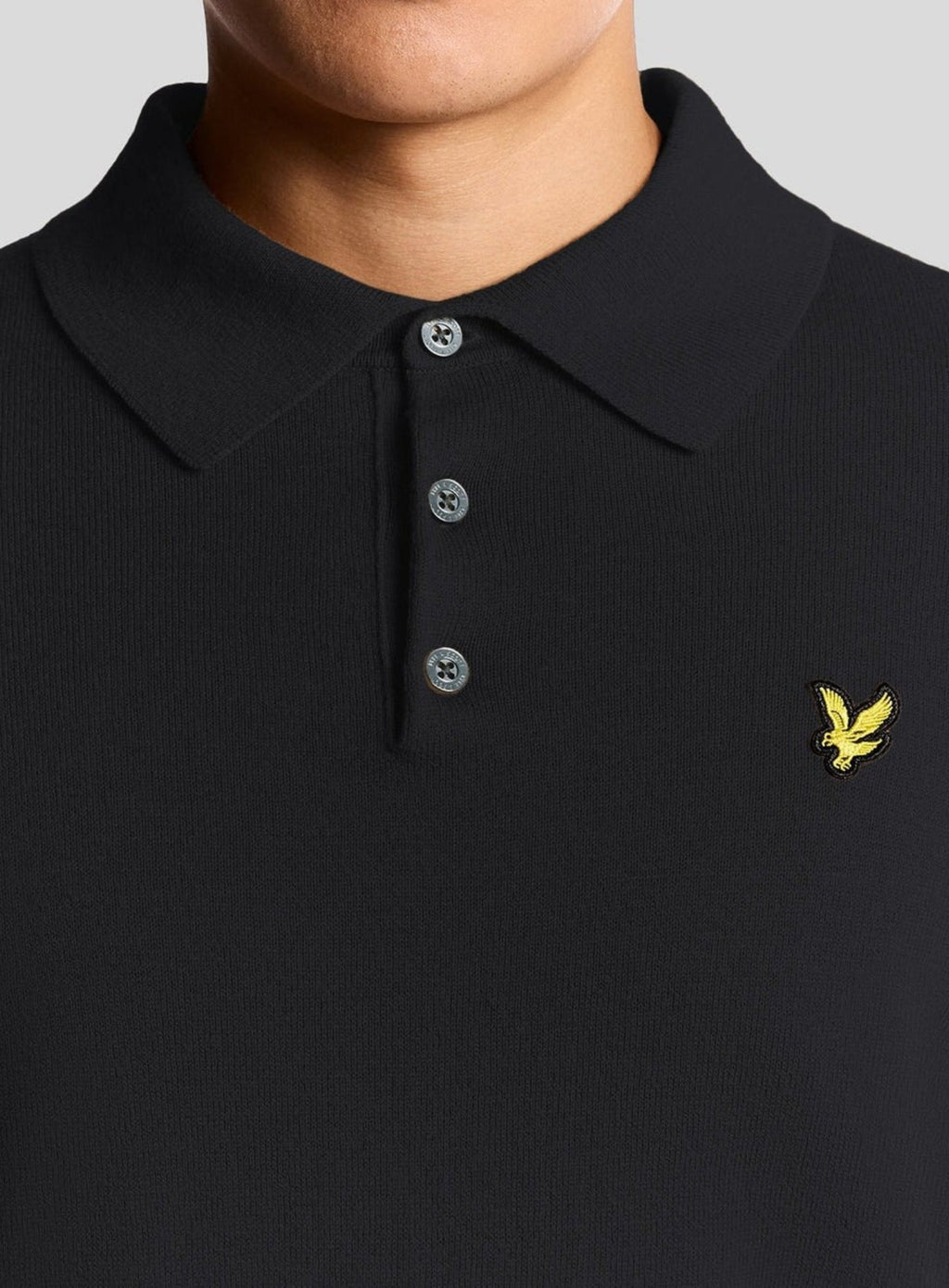 LYLE & SCOTT Cotton Merino Long Sleeve Knitted Polo Dark Navy