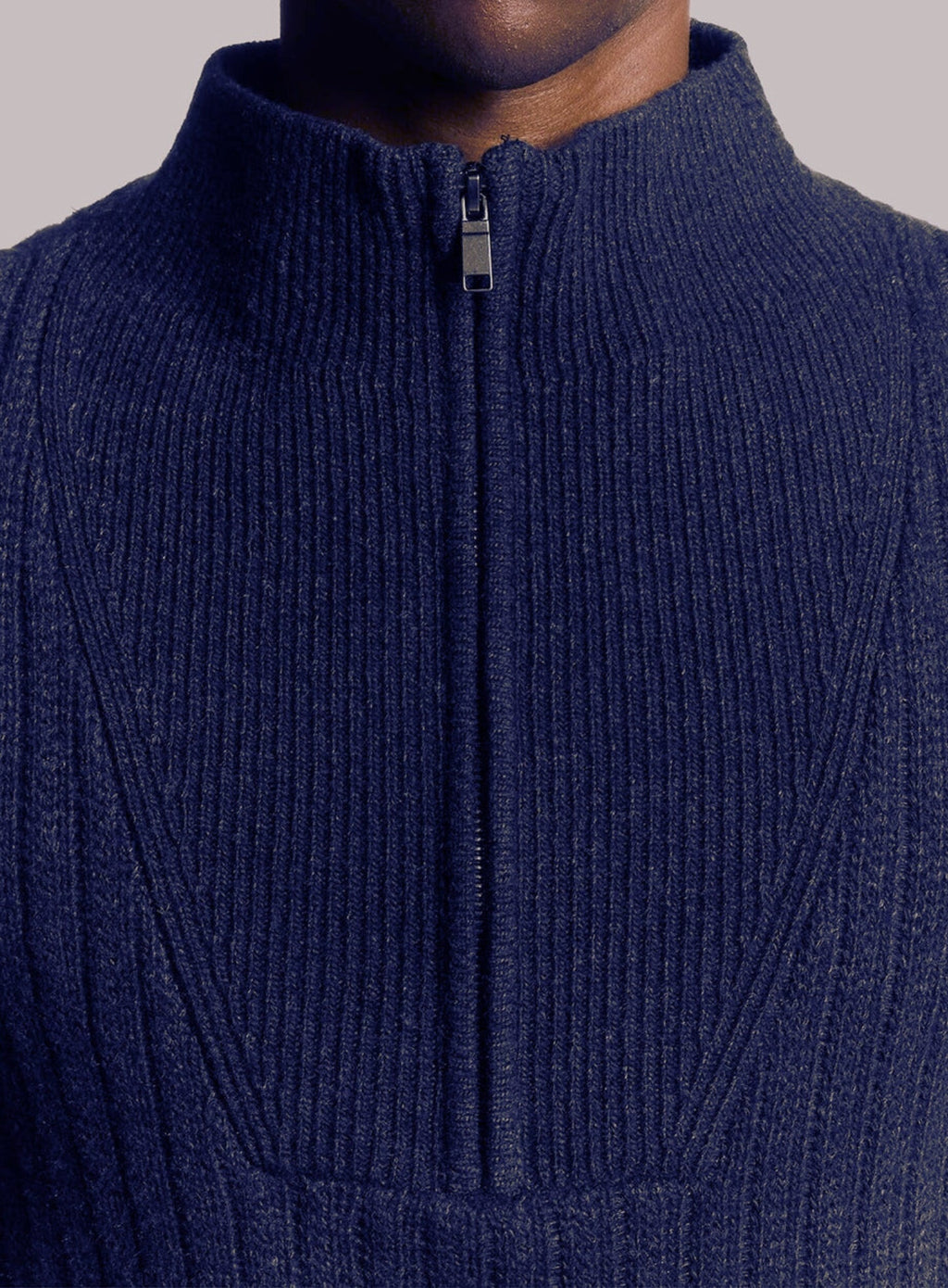 LYLE & SCOTT Ribbed Half Zip Jumper Dark Navy Marl
