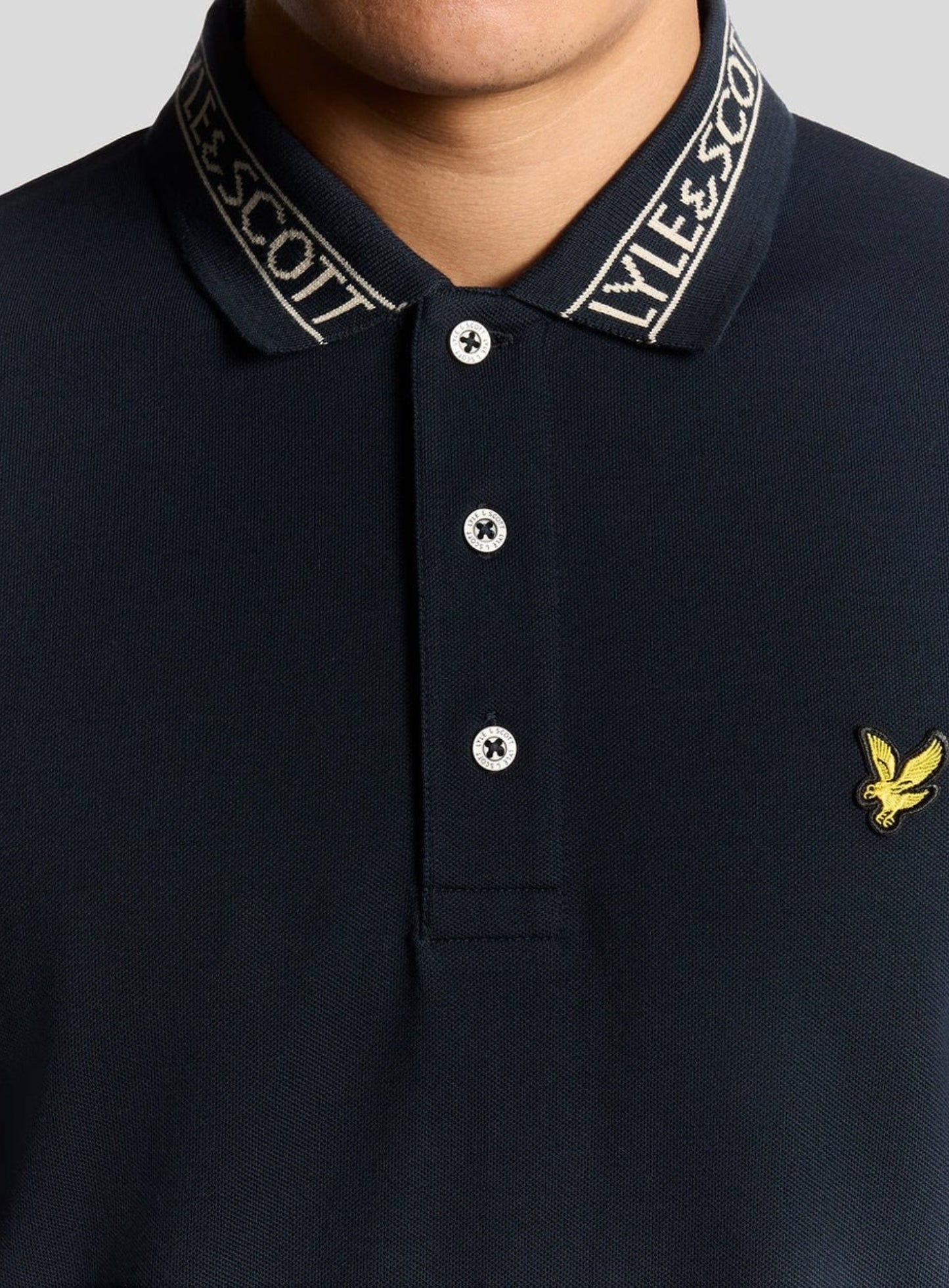 LYLE & SCOTT Collar Logo Ribbed Polo Shirt Dark Navy