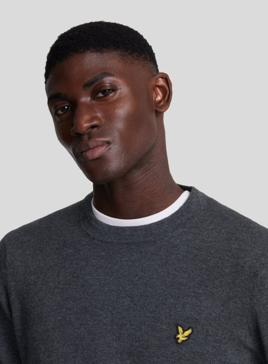 LYLE & SCOTT Cotton Merino Crew Neck Jumper Charcoal Marl