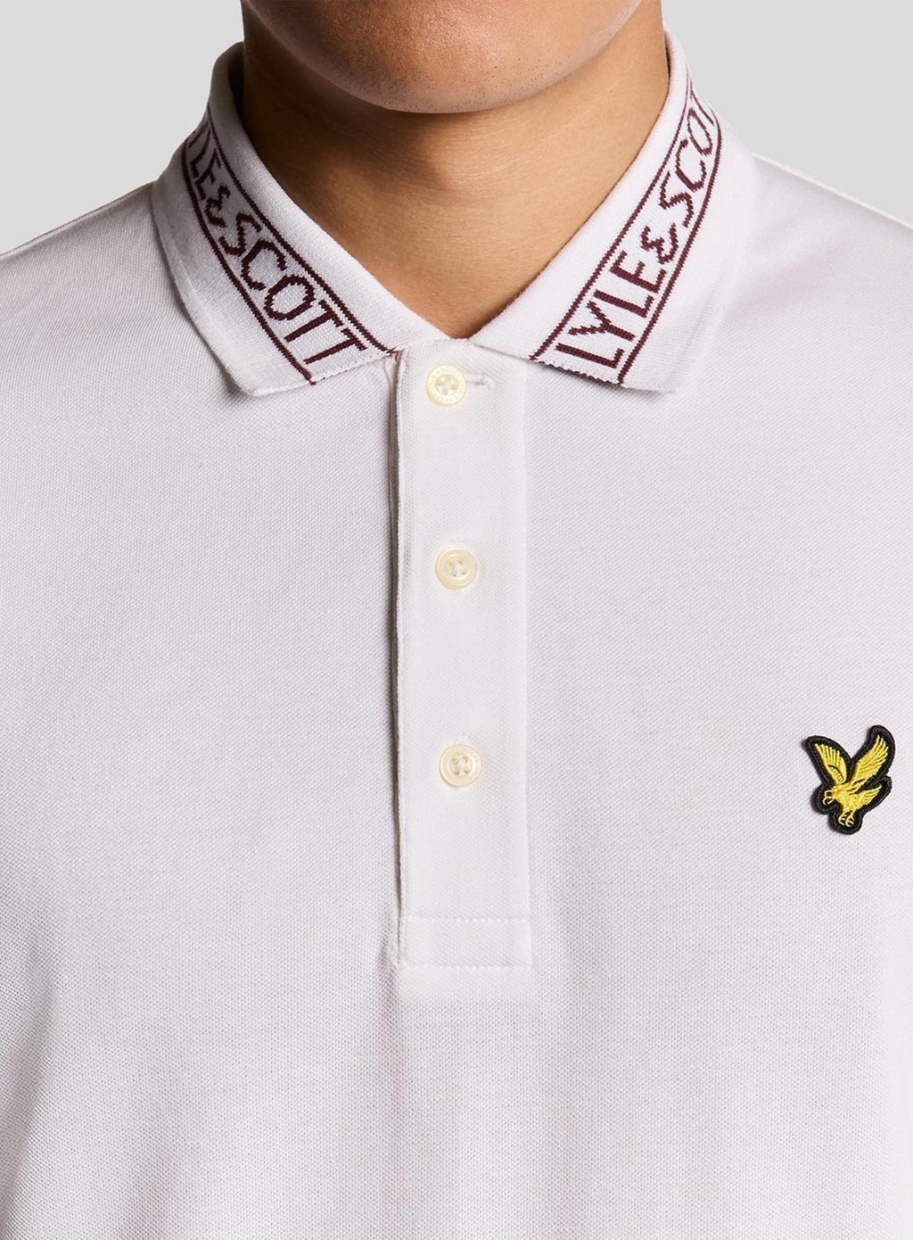 LYLE & SCOTT Collar Logo Ribbed Polo Shirt White Port