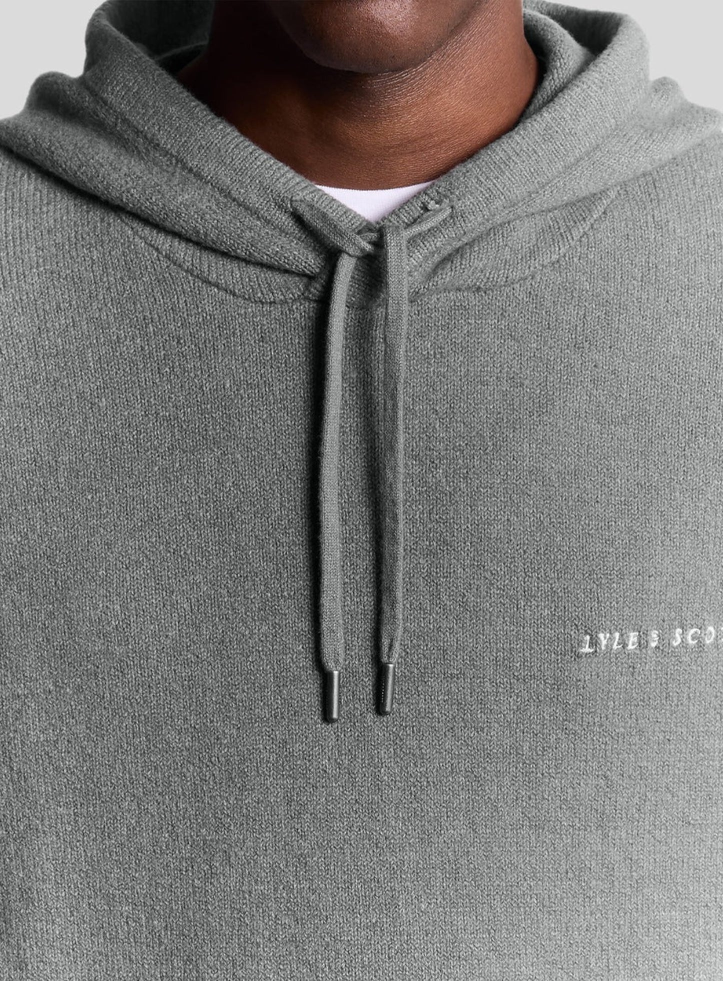 LYLE & SCOTT Script Knitted Hoodie Mid Grey Marl