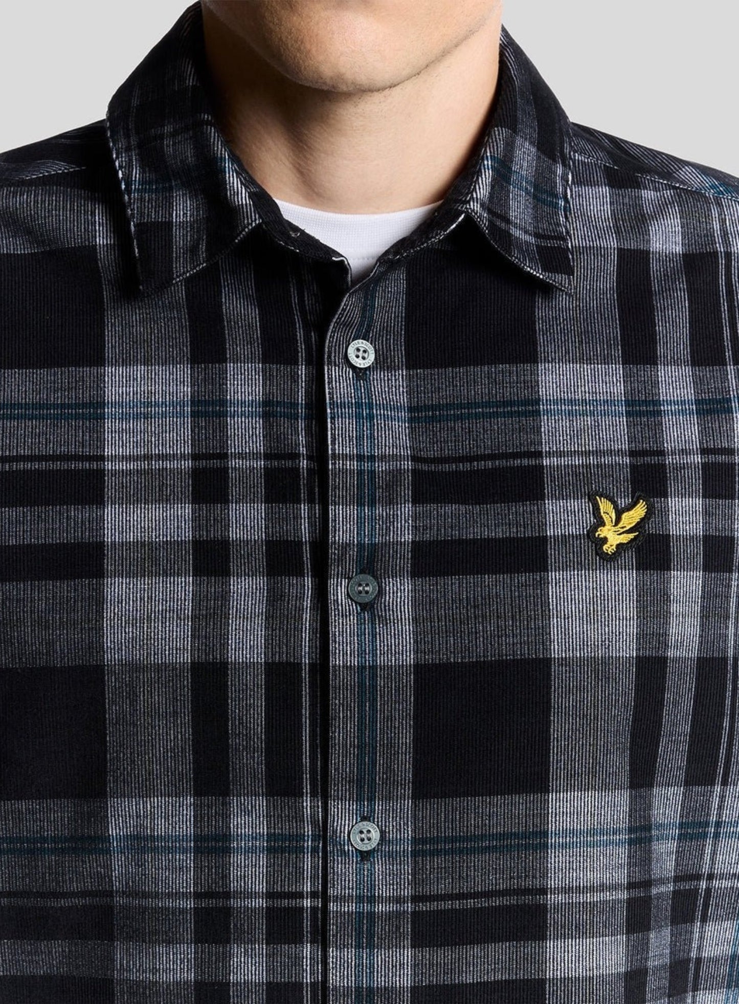 LYLE & SCOTT Tartan Corduroy Shirt Jet Black/ White