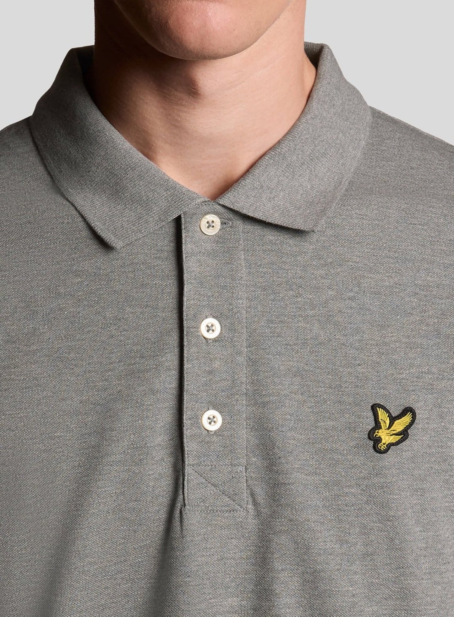 LYLE & SCOTT Plain Polo Shirt Mid Grey Marl
